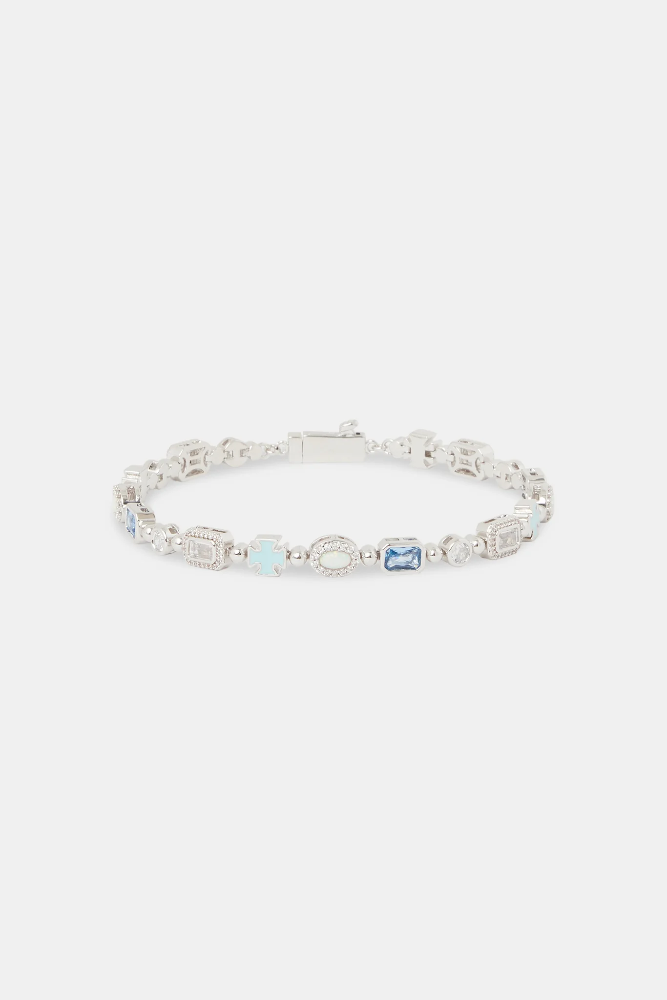 Blue & Clear Micro Multi Gemstone Bracelet - 6mm - Image 2