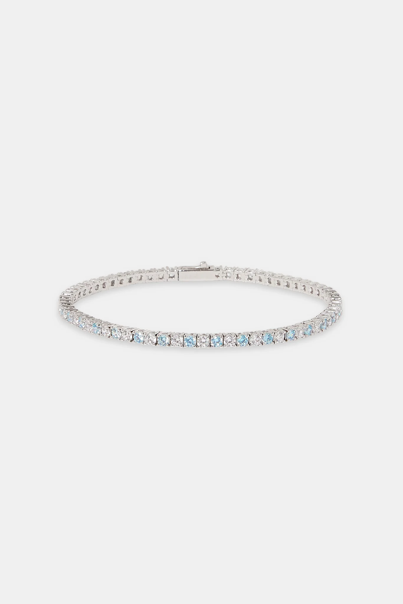 Blue & Clear Stone Tennis Bracelet - 3mm - Image 2
