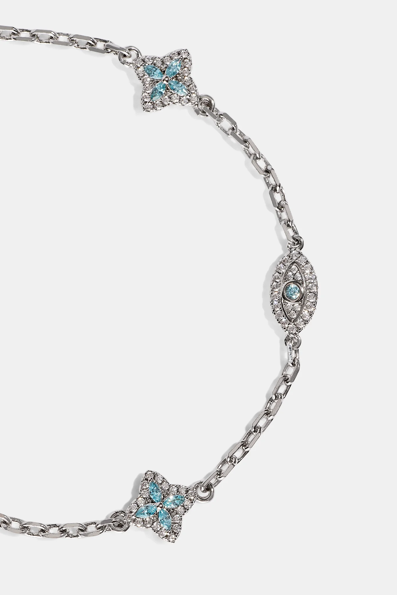 Blue CZ Baguette Motif Rolo Bracelet -  8mm - Image 3