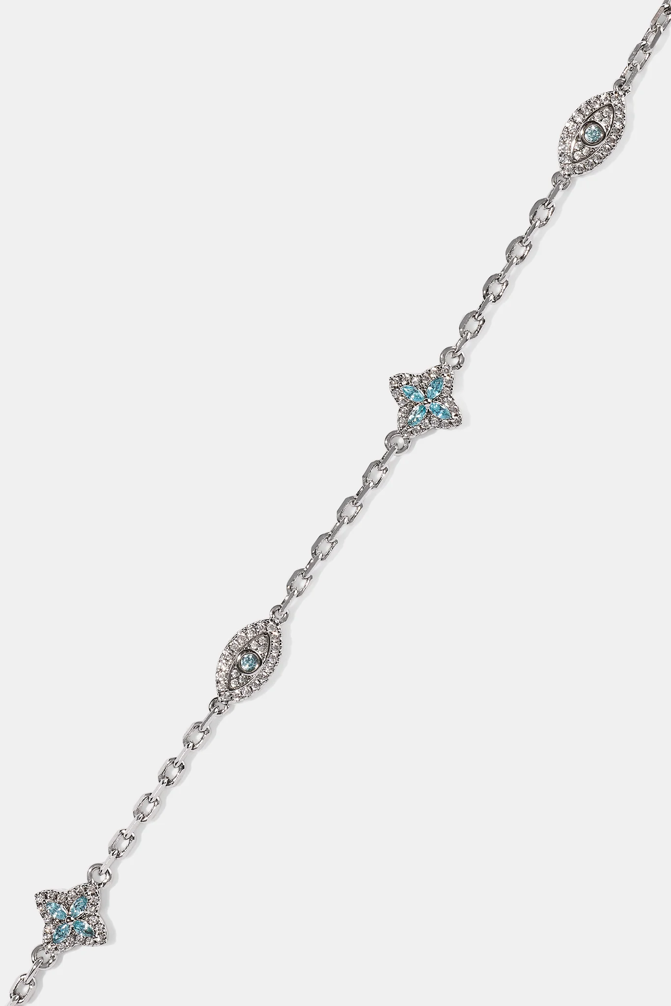 Blue CZ Baguette Motif Rolo Bracelet -  8mm - Image 4