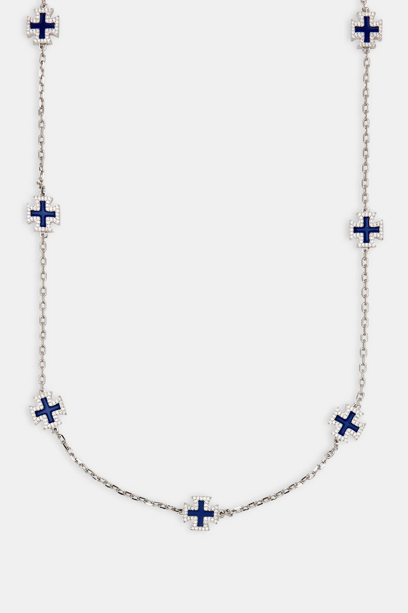 Blue Enamel Cross Motif Chain - 12mm - Image 3