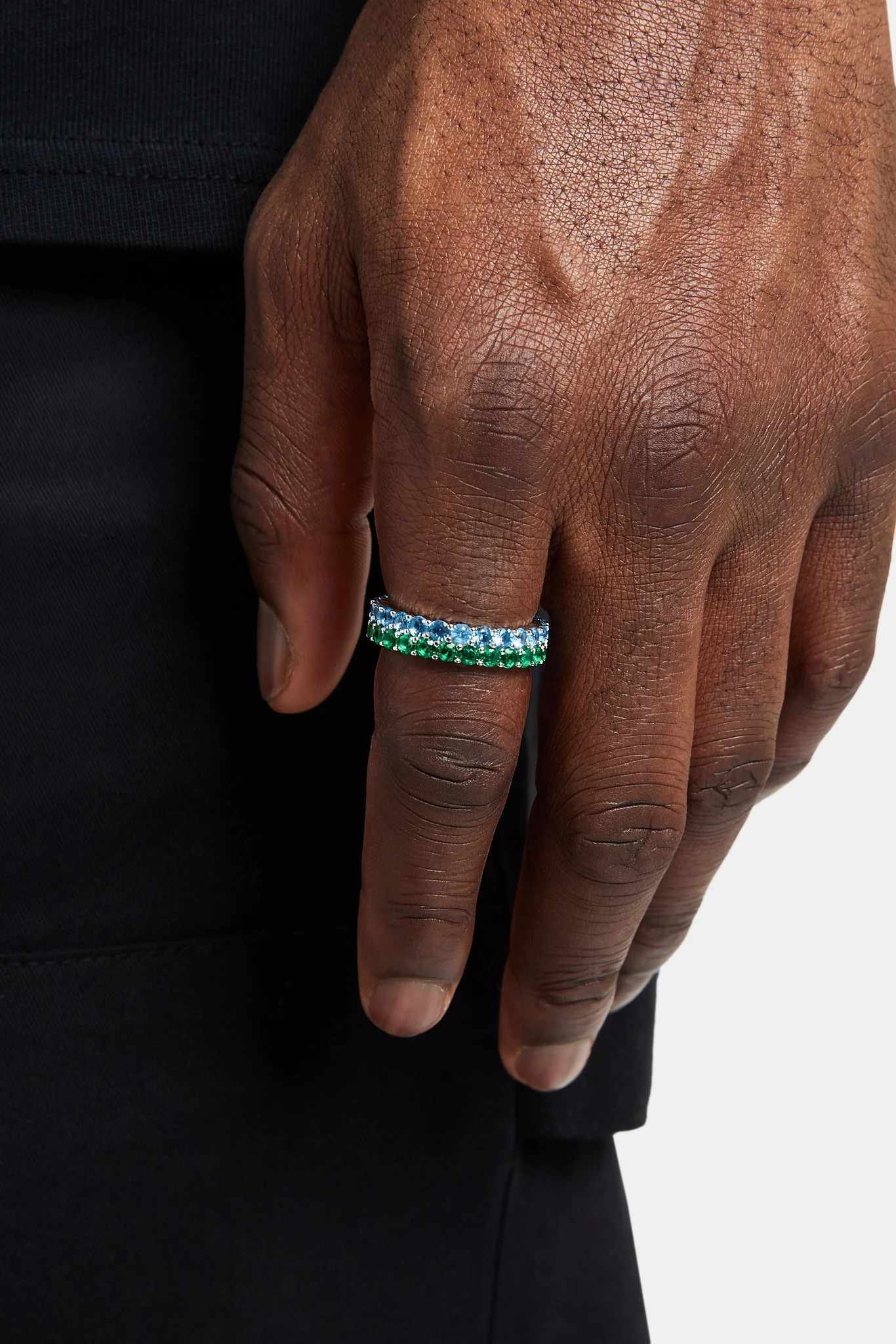 Blue & Green CZ Tennis Ring - Image 2