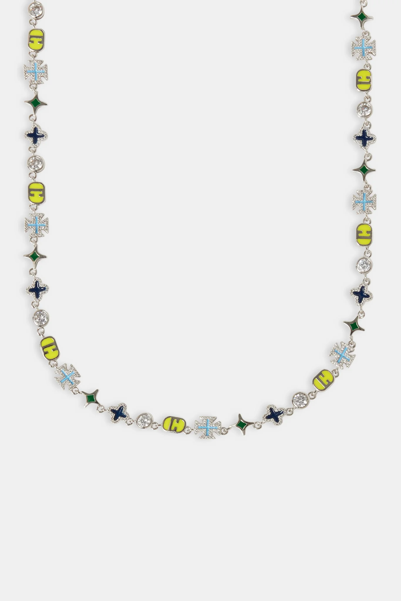 Blue Mixed Motif Polished Chain - 8mm - Image 2