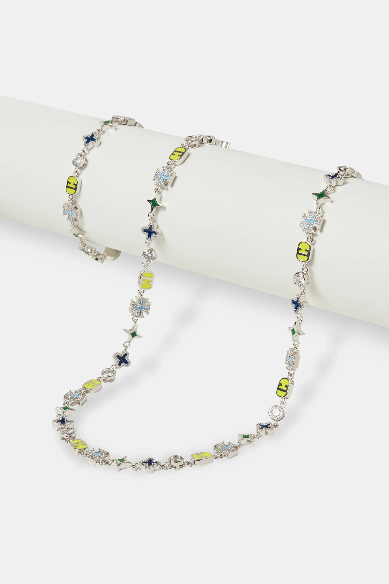 Blue Mixed Motif Polished Chain & Bracelet - 5mm - Image 2