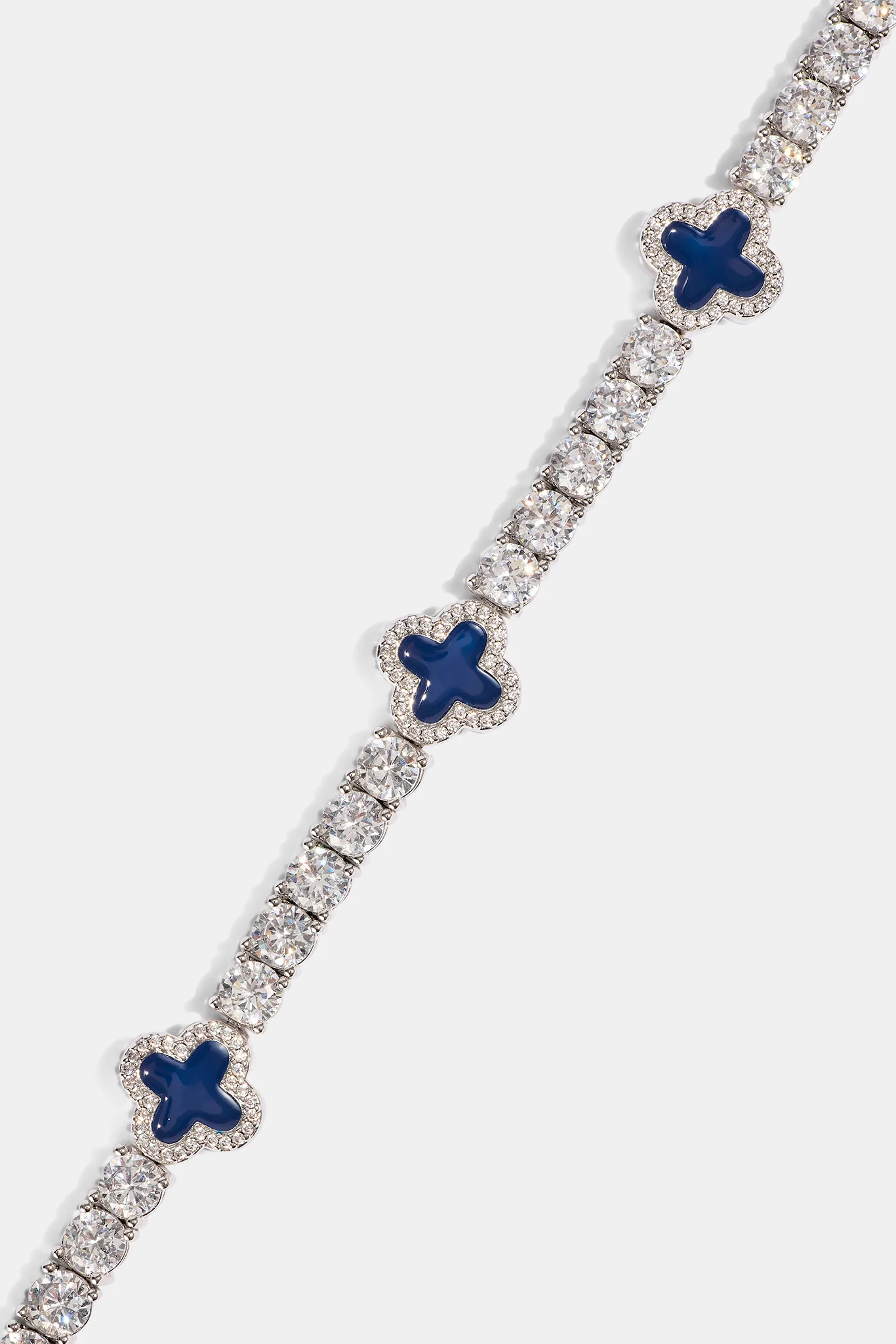 Blue Motif Tennis Bracelet - White 5mm - Image 3