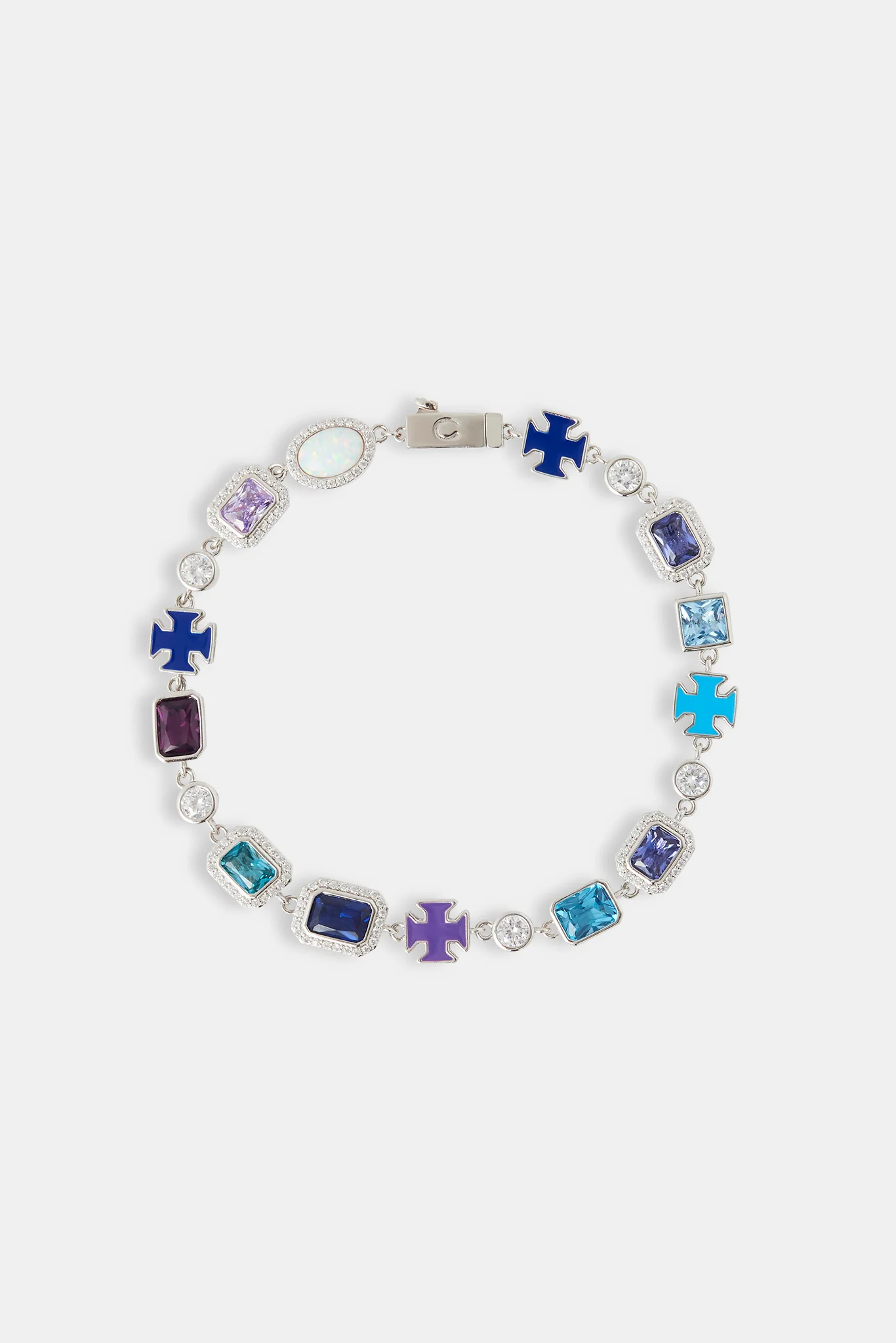 Multi Gemstone Motif Bracelet - Blue - 10mm - Image 2
