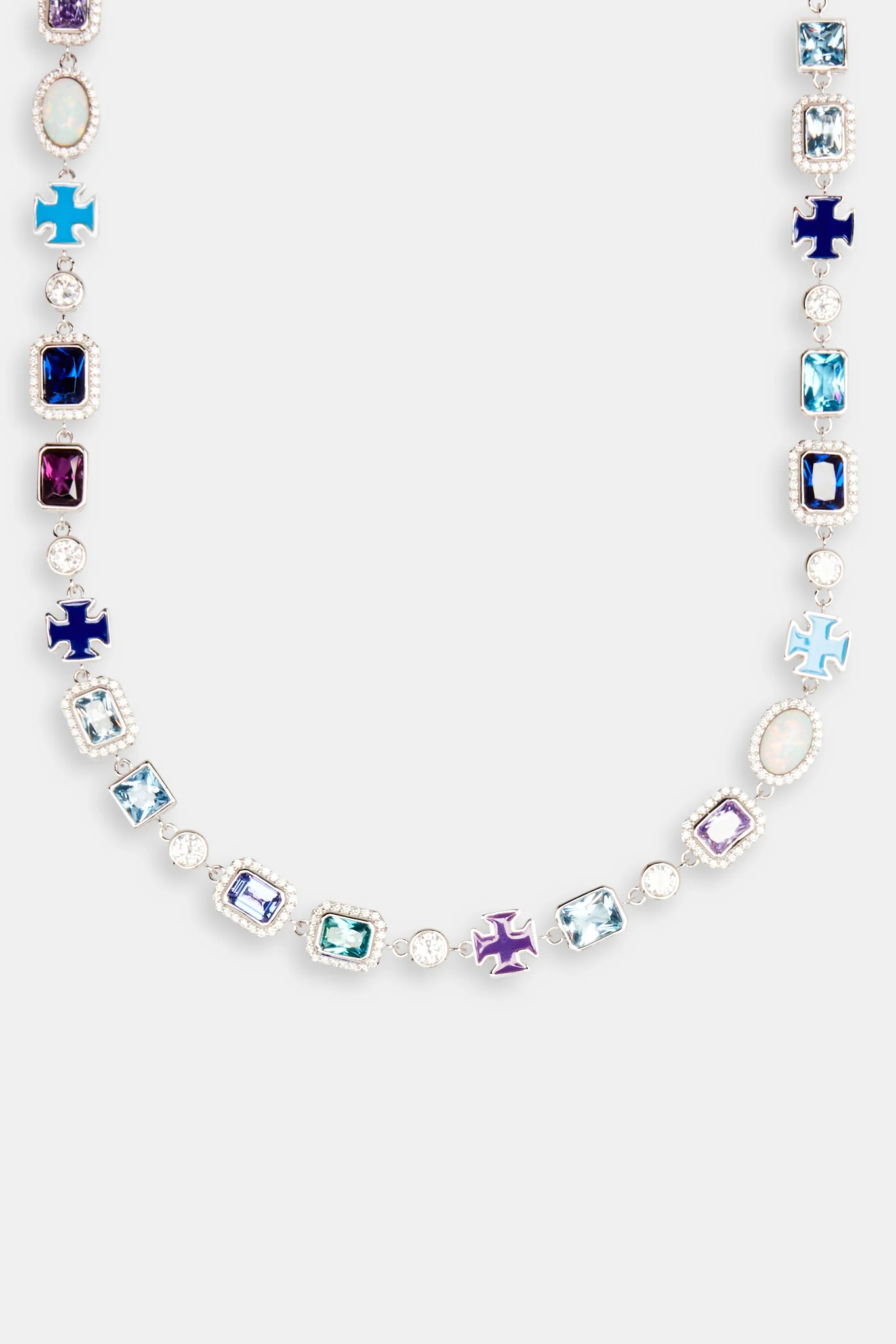 Multi Gemstone Motif Necklace - Blue - 10mm - Image 2