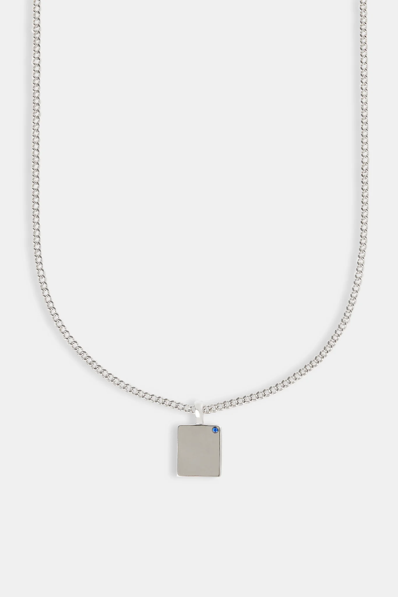 Blue Stone Dog Tag Necklace - 15mm - Image 2