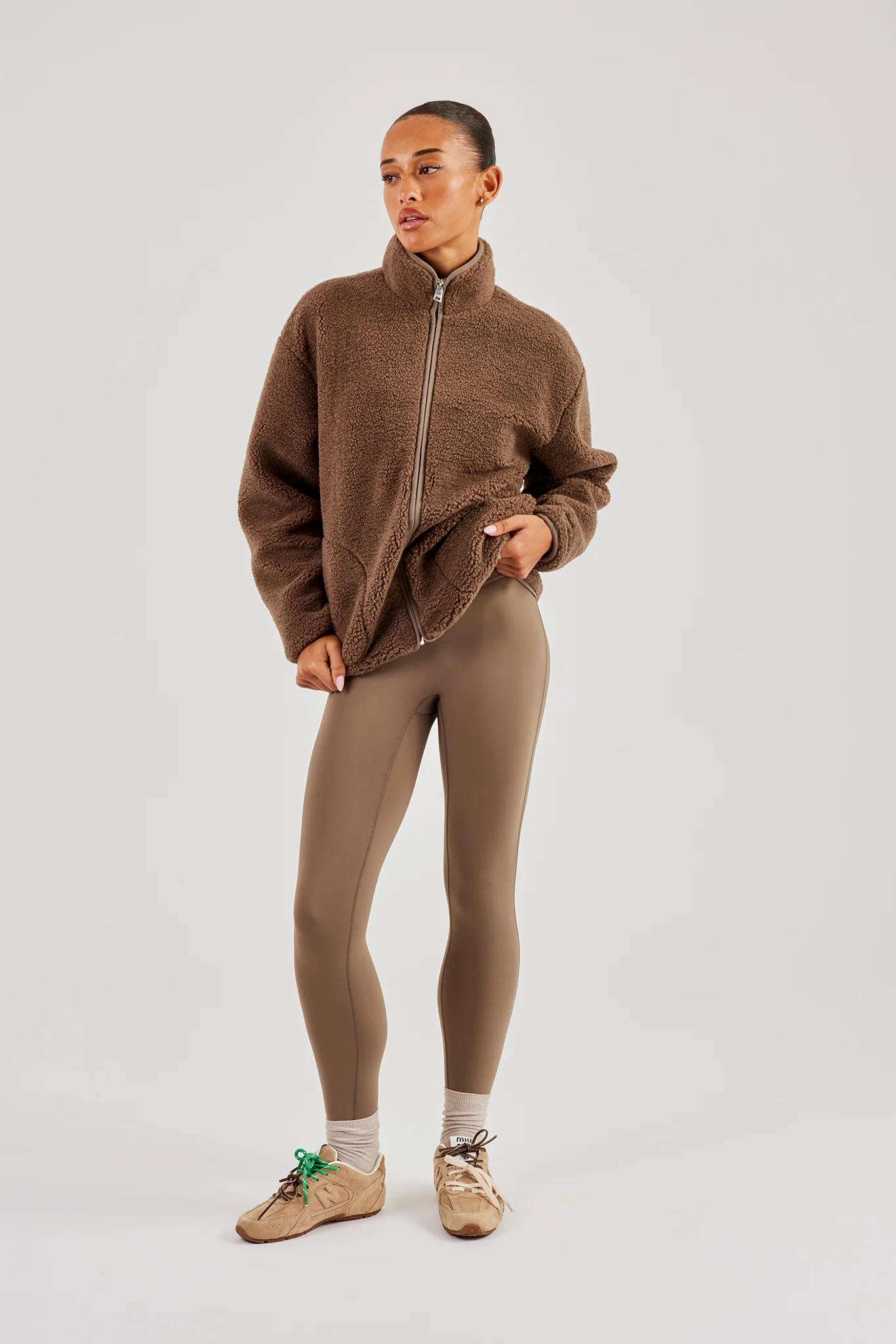 Borg Zip Through Fleece - Brown - Image 4