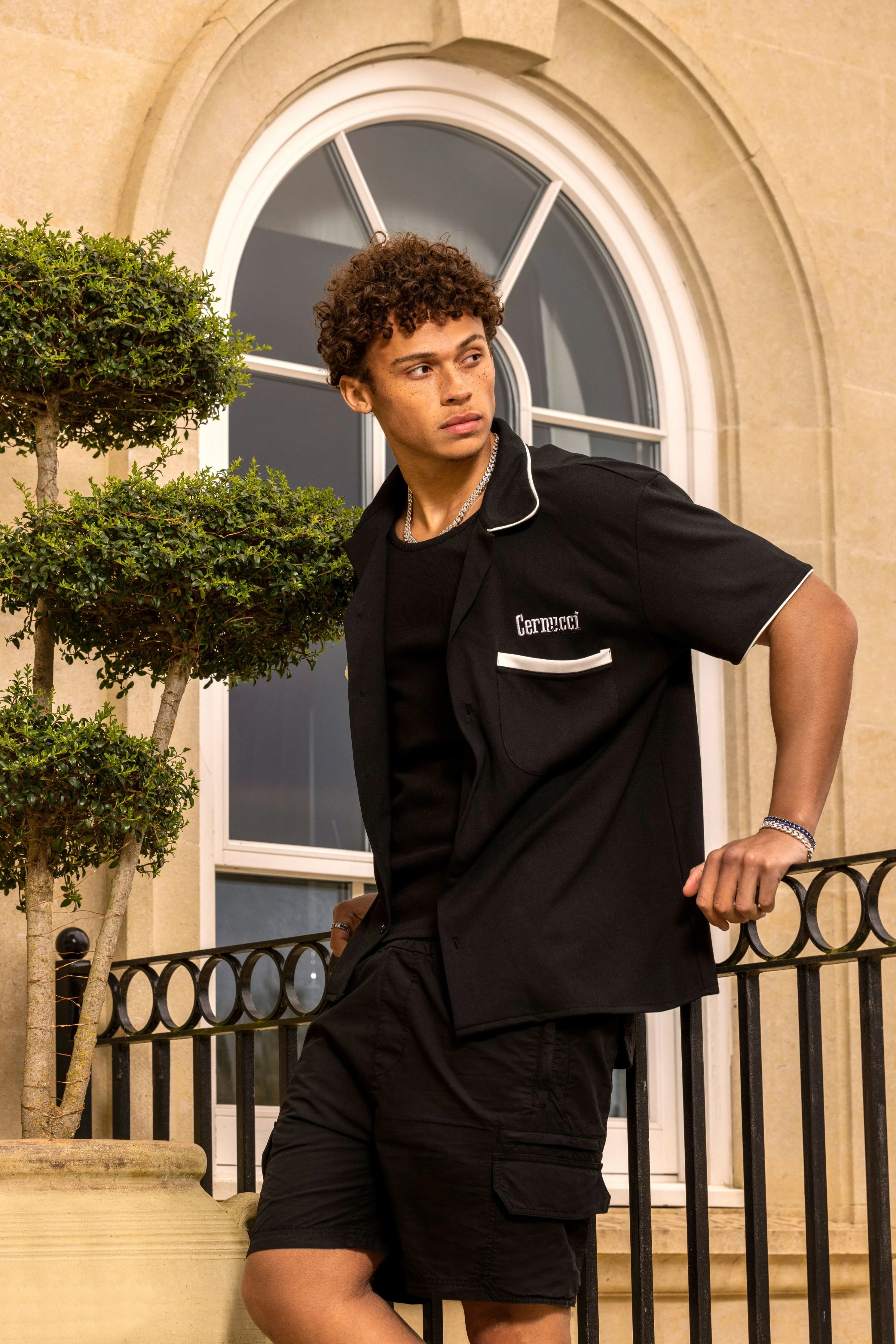 Bowling Shirt With Piping - Black - Image 3