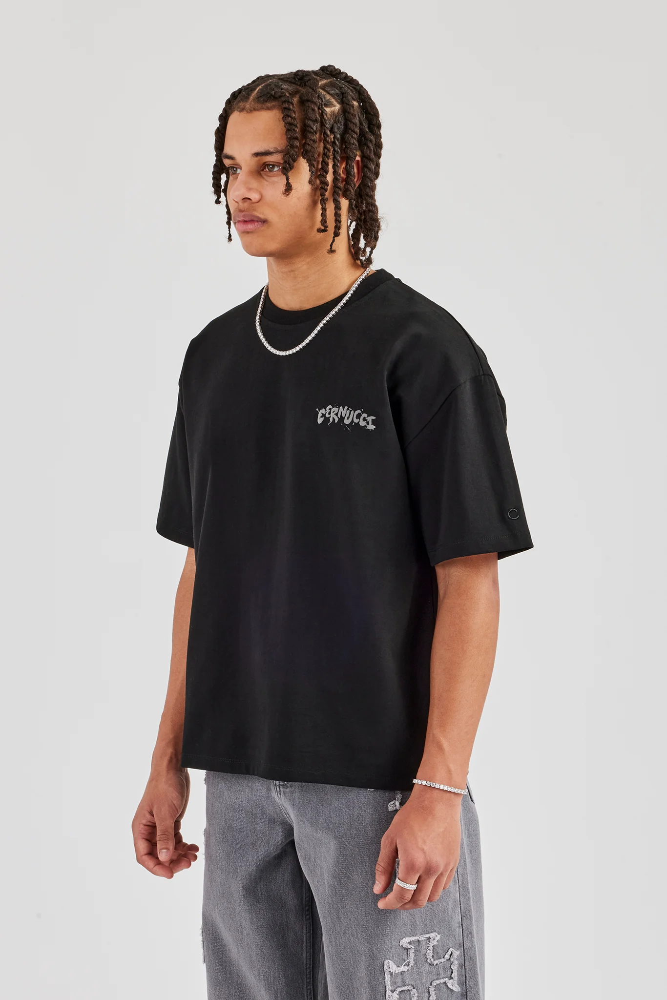 Regular Back Puff Print T-Shirt- Black - Image 3