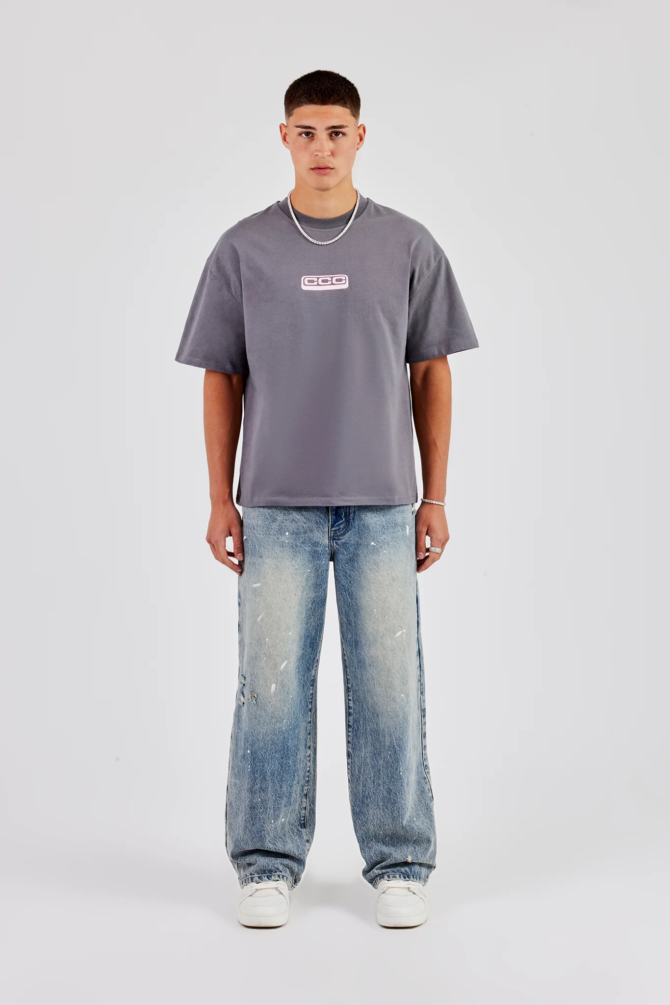 Boxy CCC Stitch T-Shirt - Charcoal - Image 2