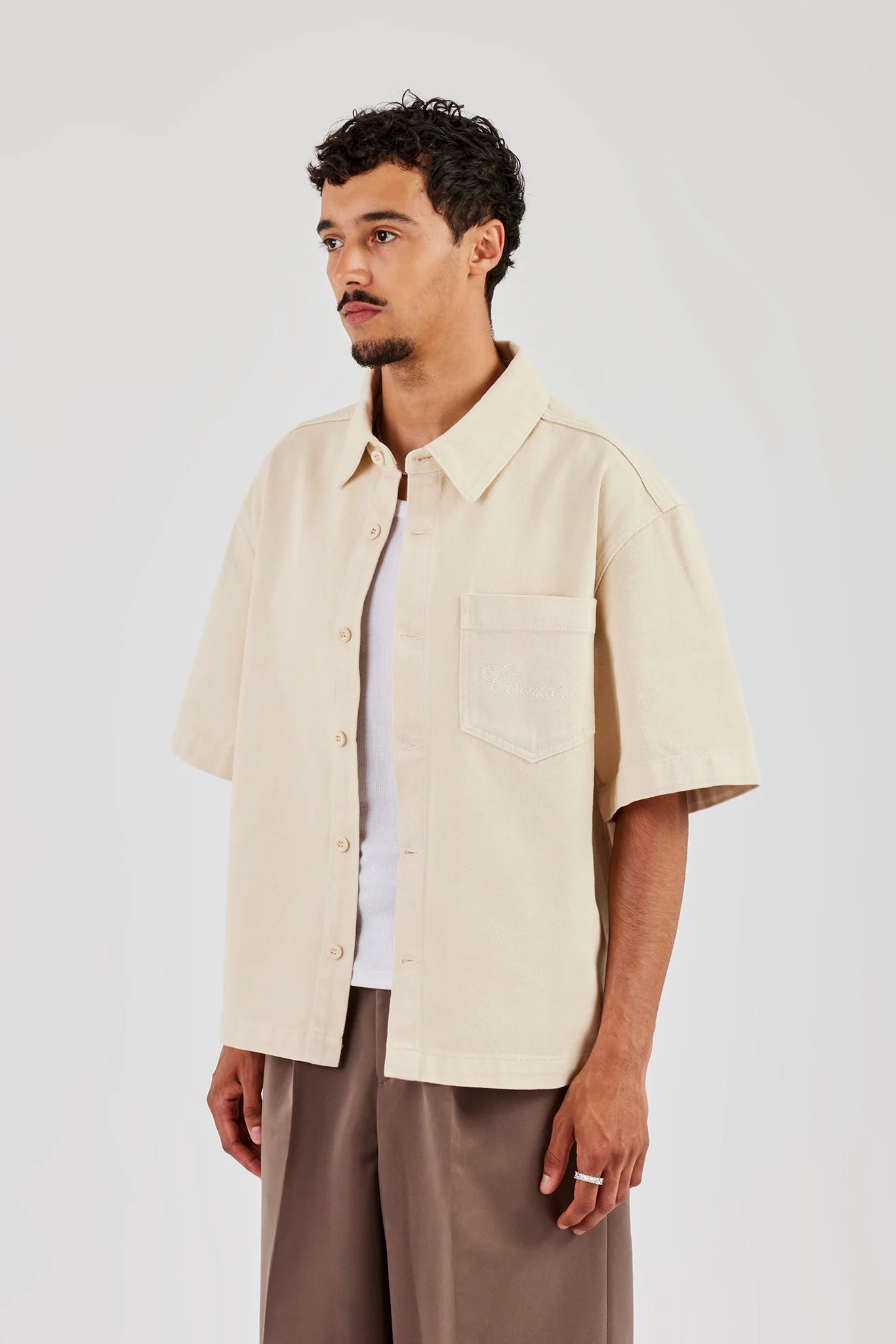 Boxy Ecru Denim Shirt - Image 2