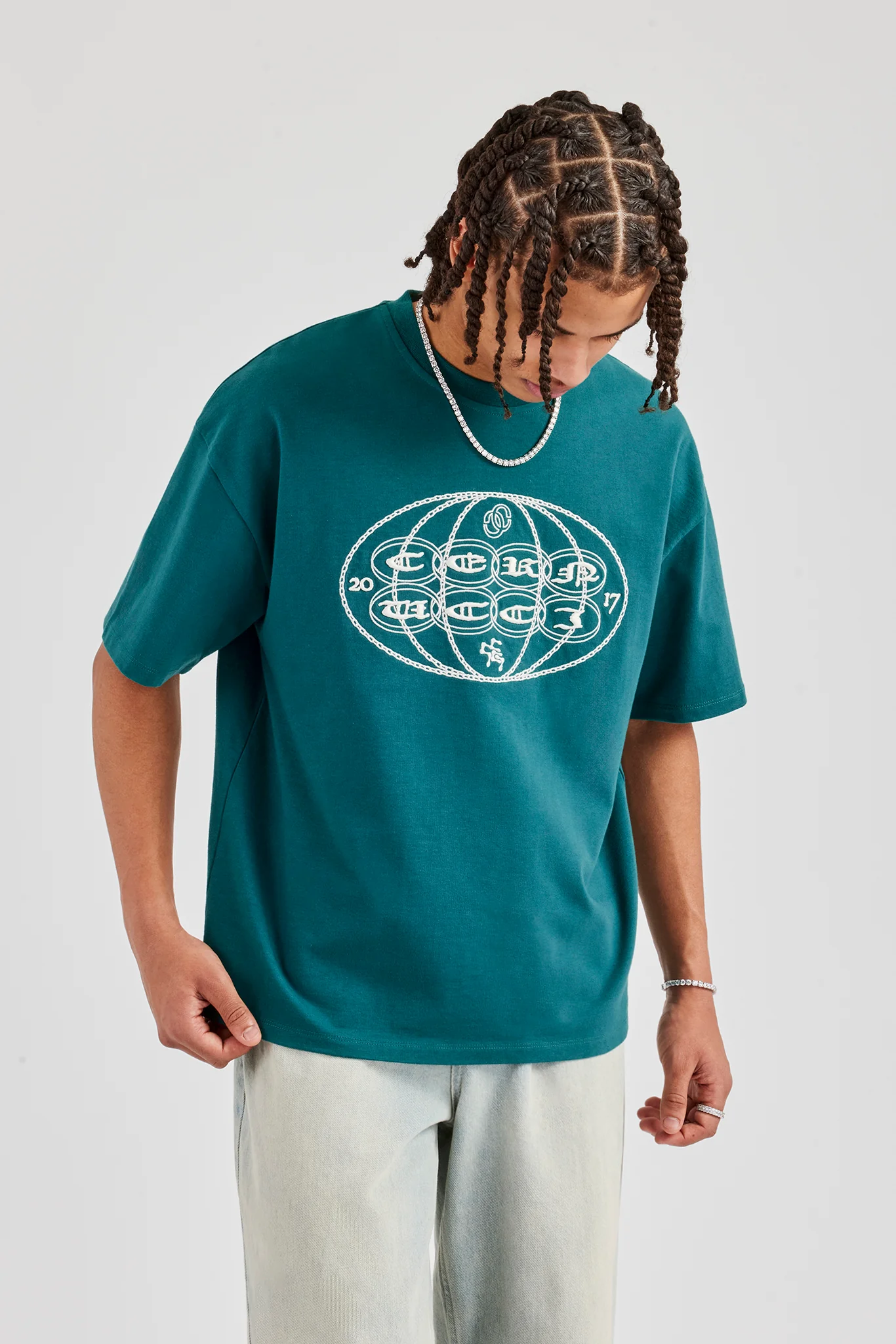 Boxy Fit CC Chain T-Shirt - Green - Image 4