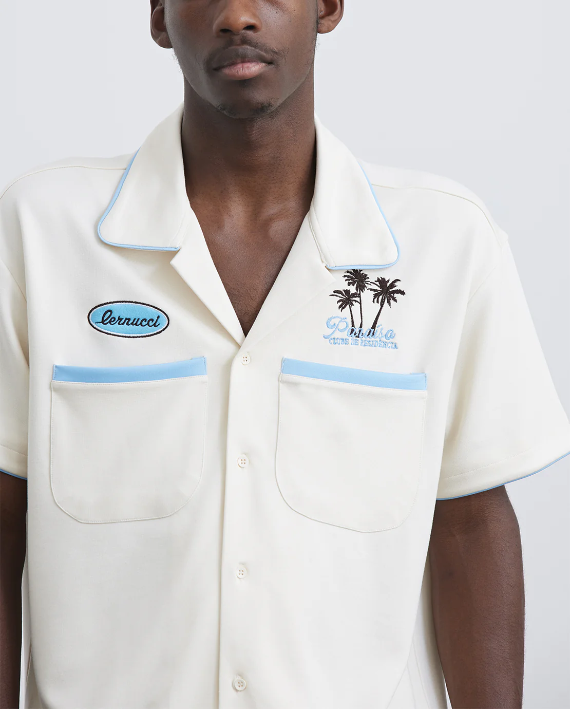 Boxy Fit Paradise Bowling Shirt - Ecru - Image 2
