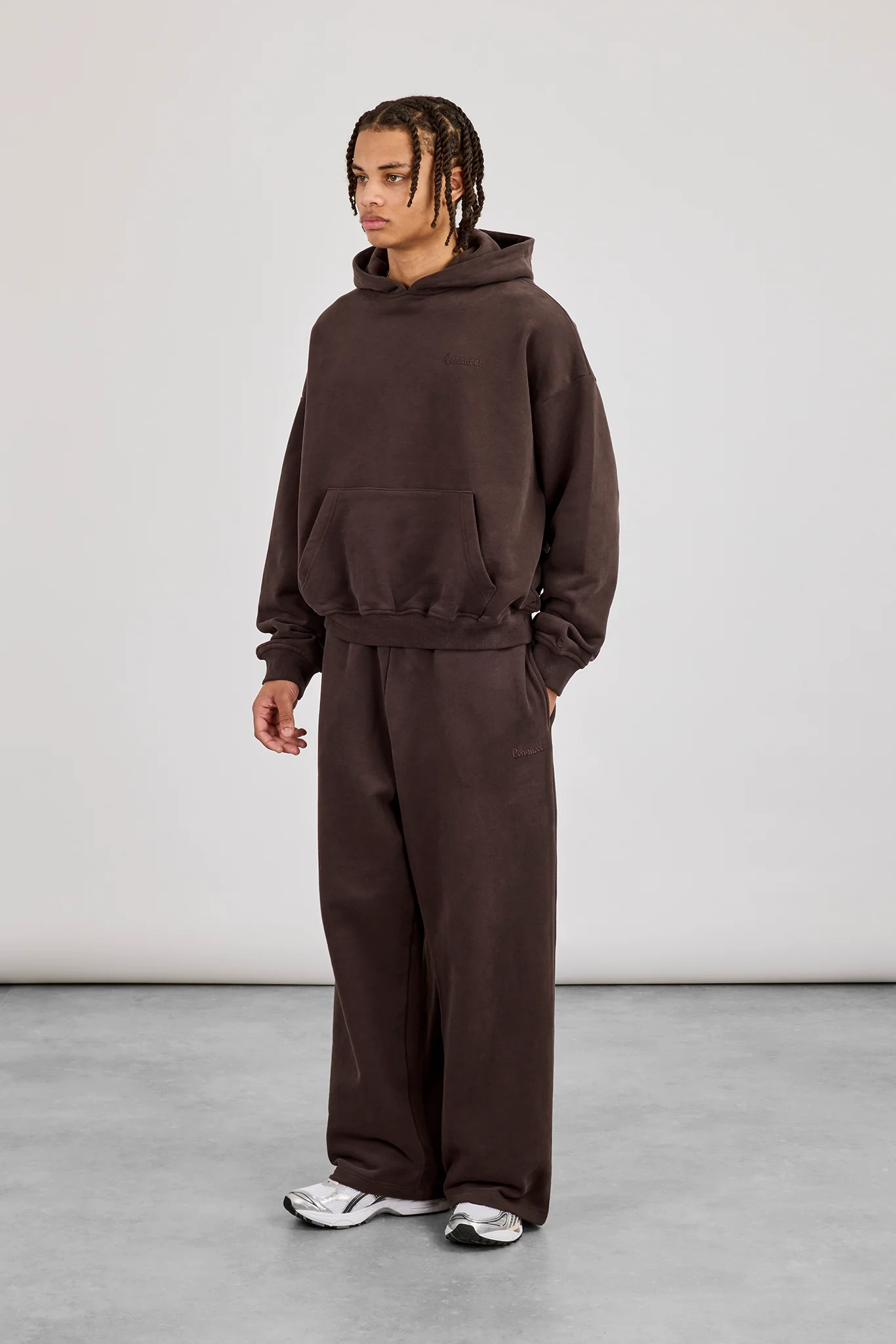 Boxy Hoodie & Baggy Fit Jogger - Coffee