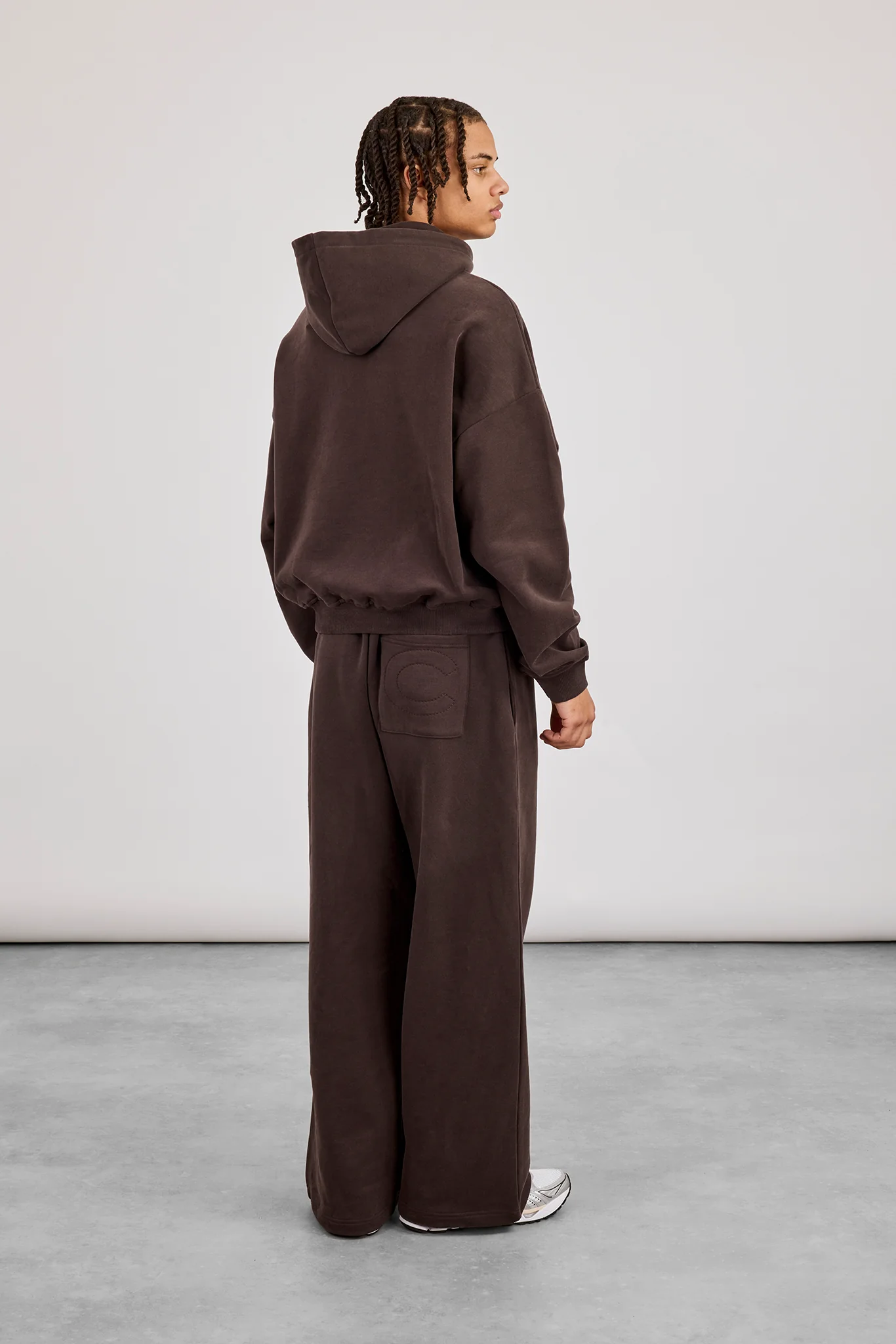 Boxy Hoodie & Baggy Fit Jogger - Coffee - Image 3