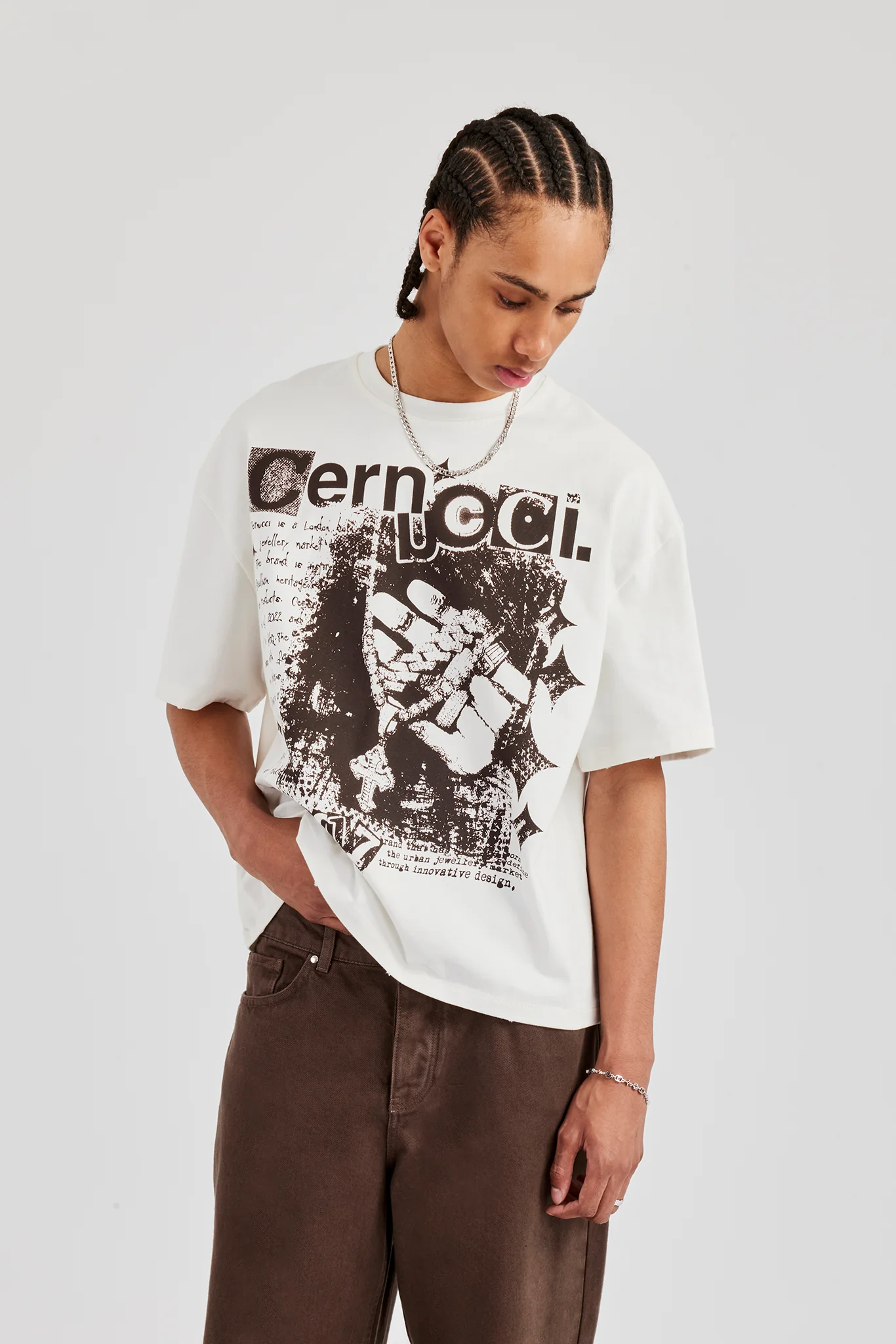 Boxy Short Sleeve T-Shirt - Off White - Image 2