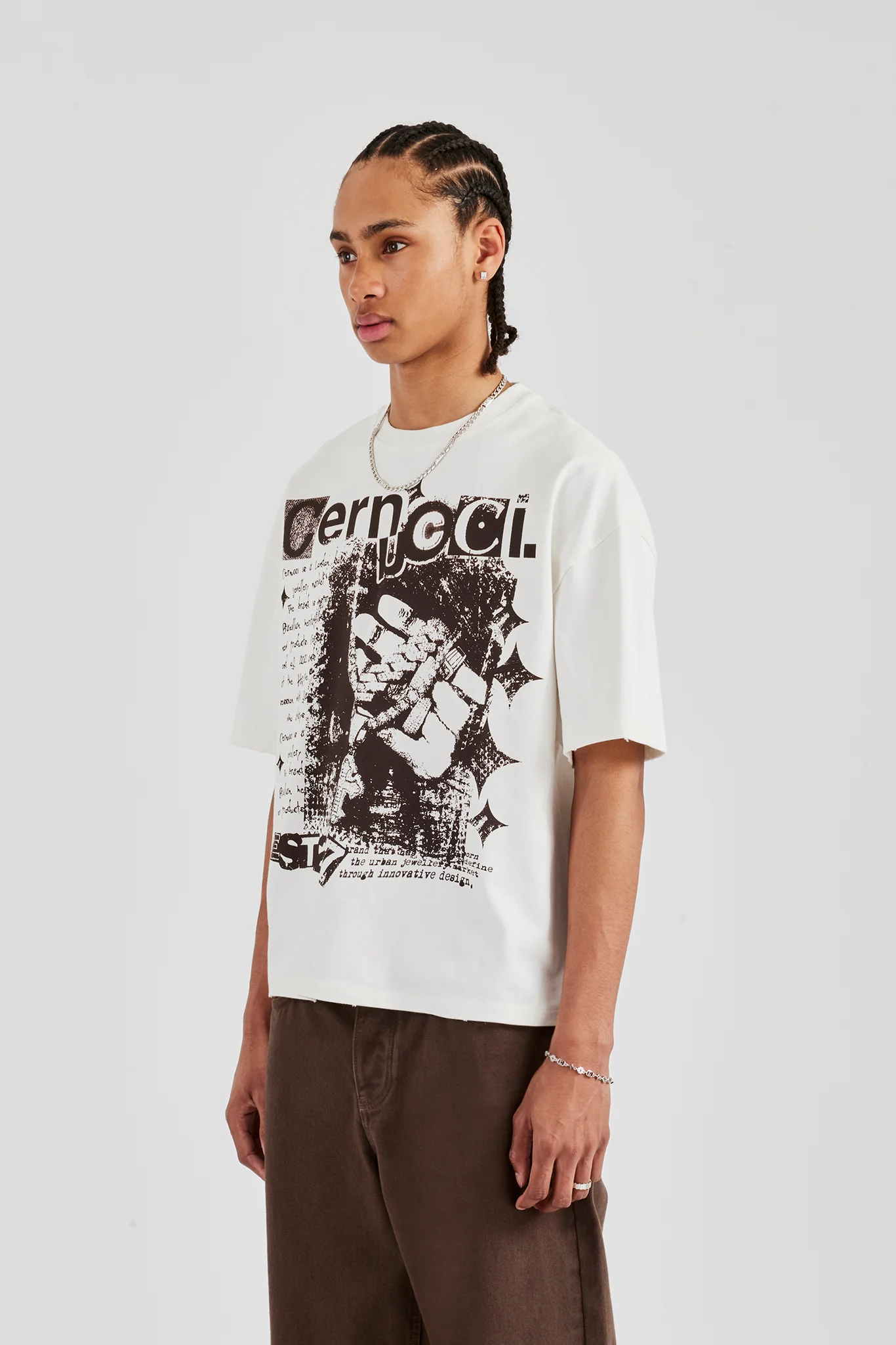 Boxy Short Sleeve T-Shirt - Off White - Image 5