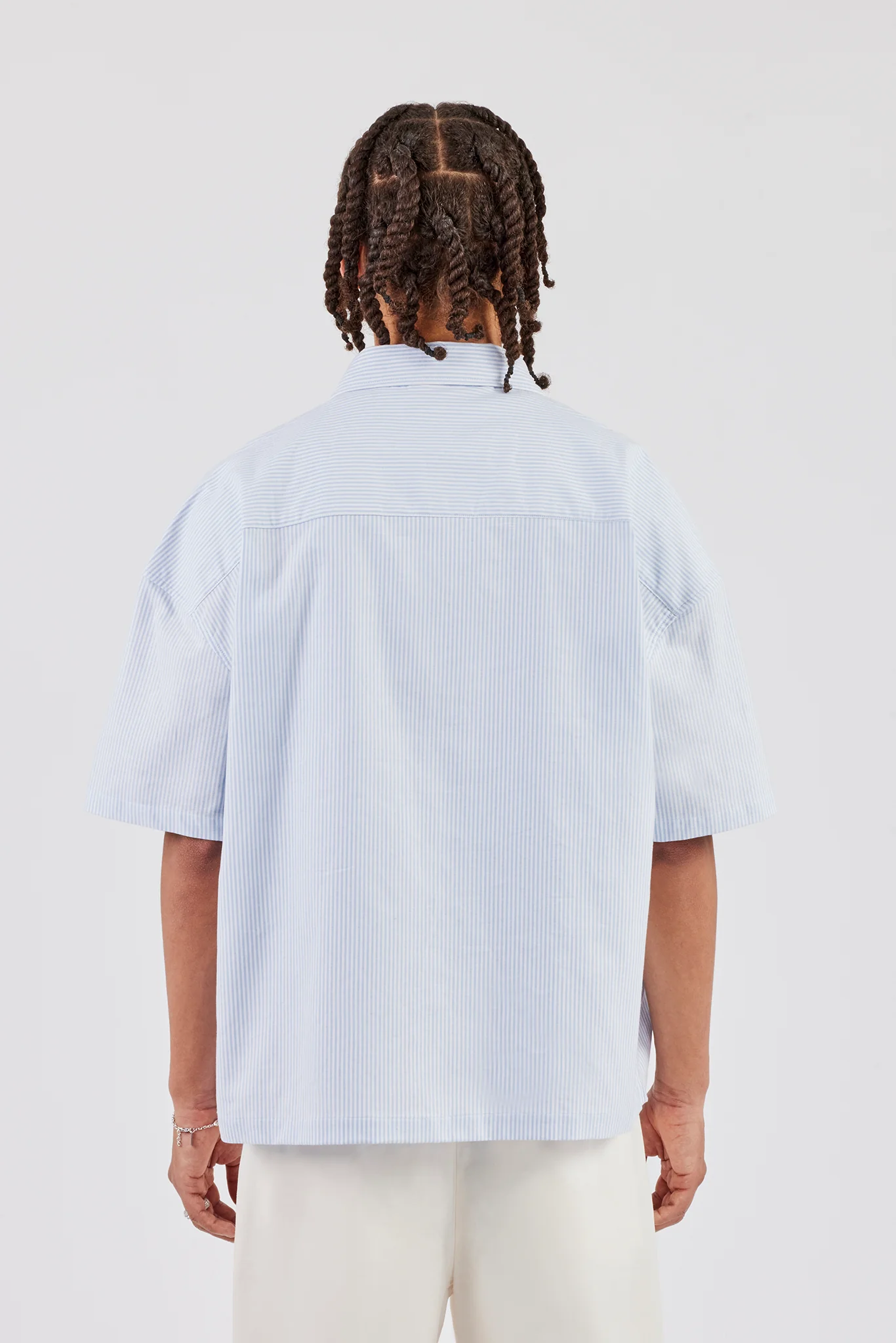 Boxy Stripe Short Sleeve Shirt - Blue - Image 4