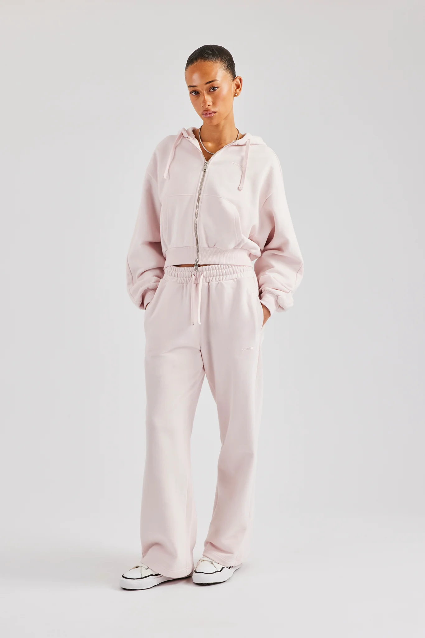 Boxy Zip Through Panelled Tracksuit - Pink - Image 2