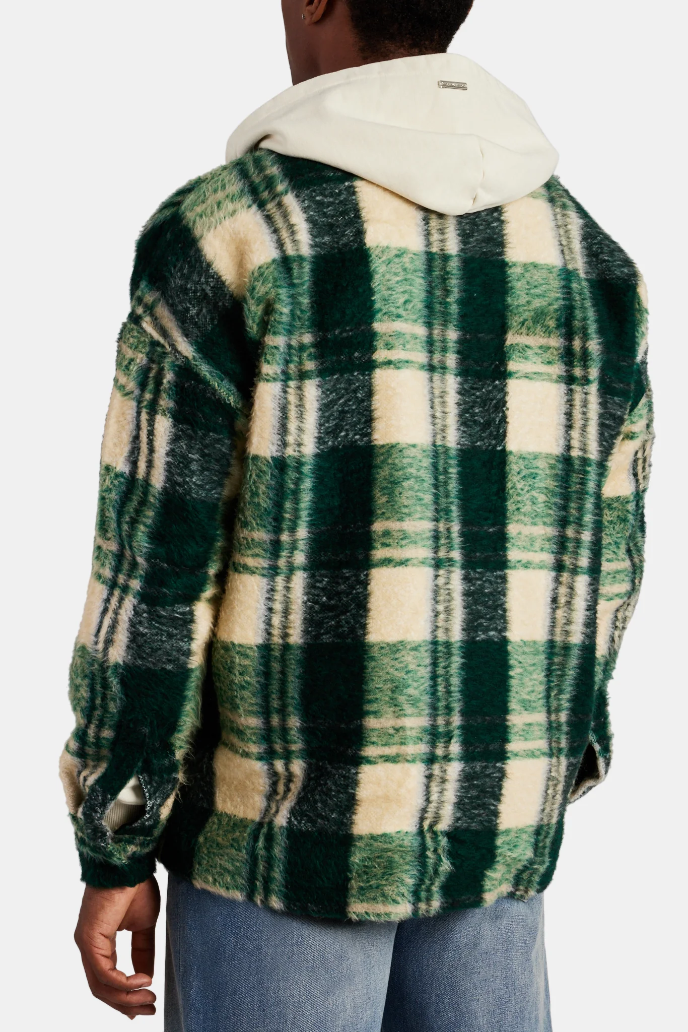 Brushed Check Lined Overshirt - Green - Image 3