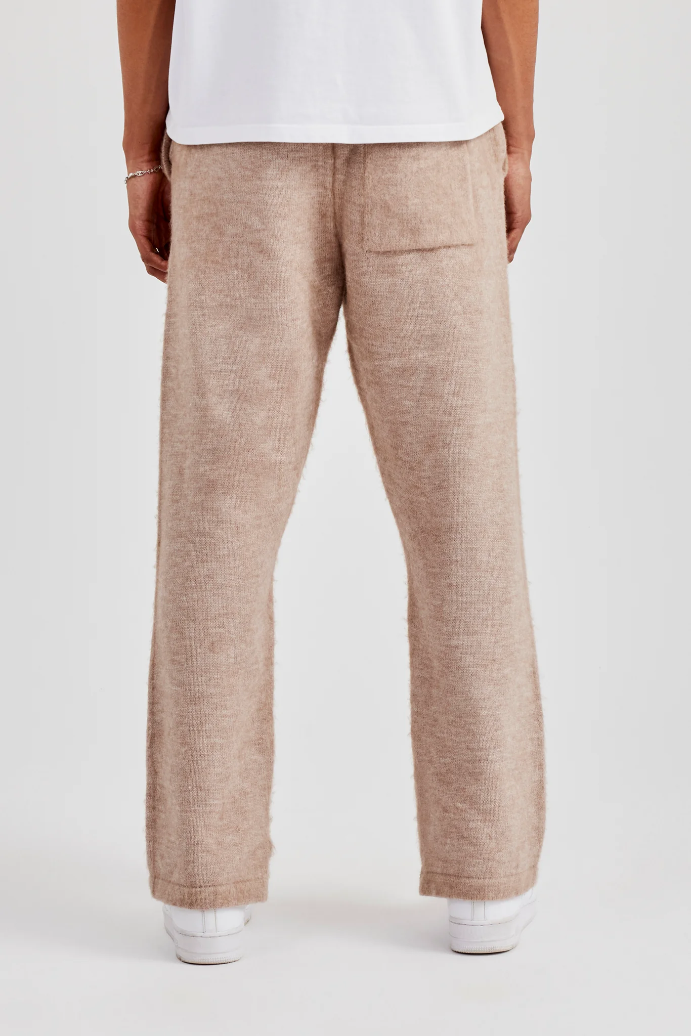 Brushed Knit Split Hem Knitted Jogger - Stone - Image 13