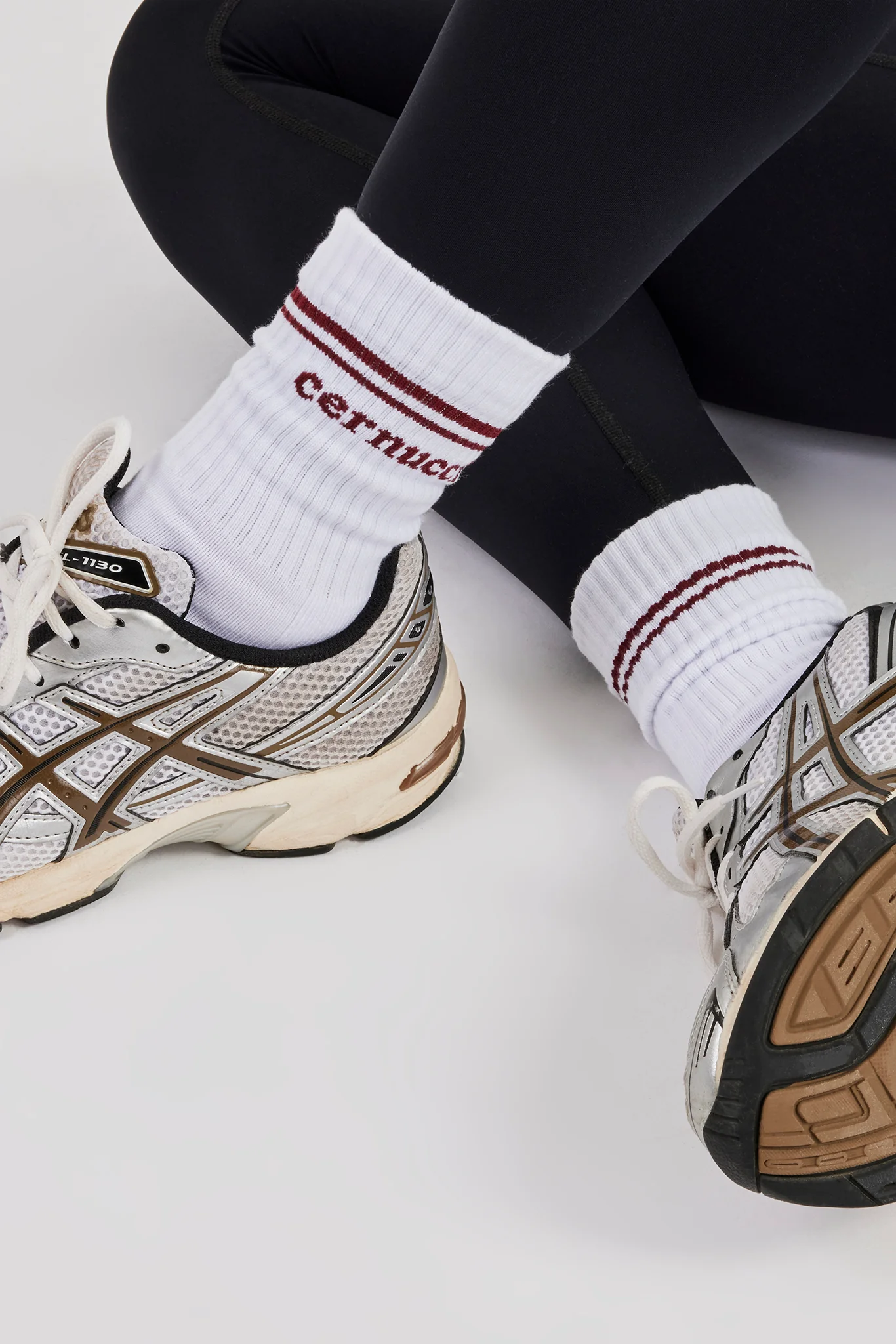 Burgundy Stripe Varsity Socks - White - Image 3