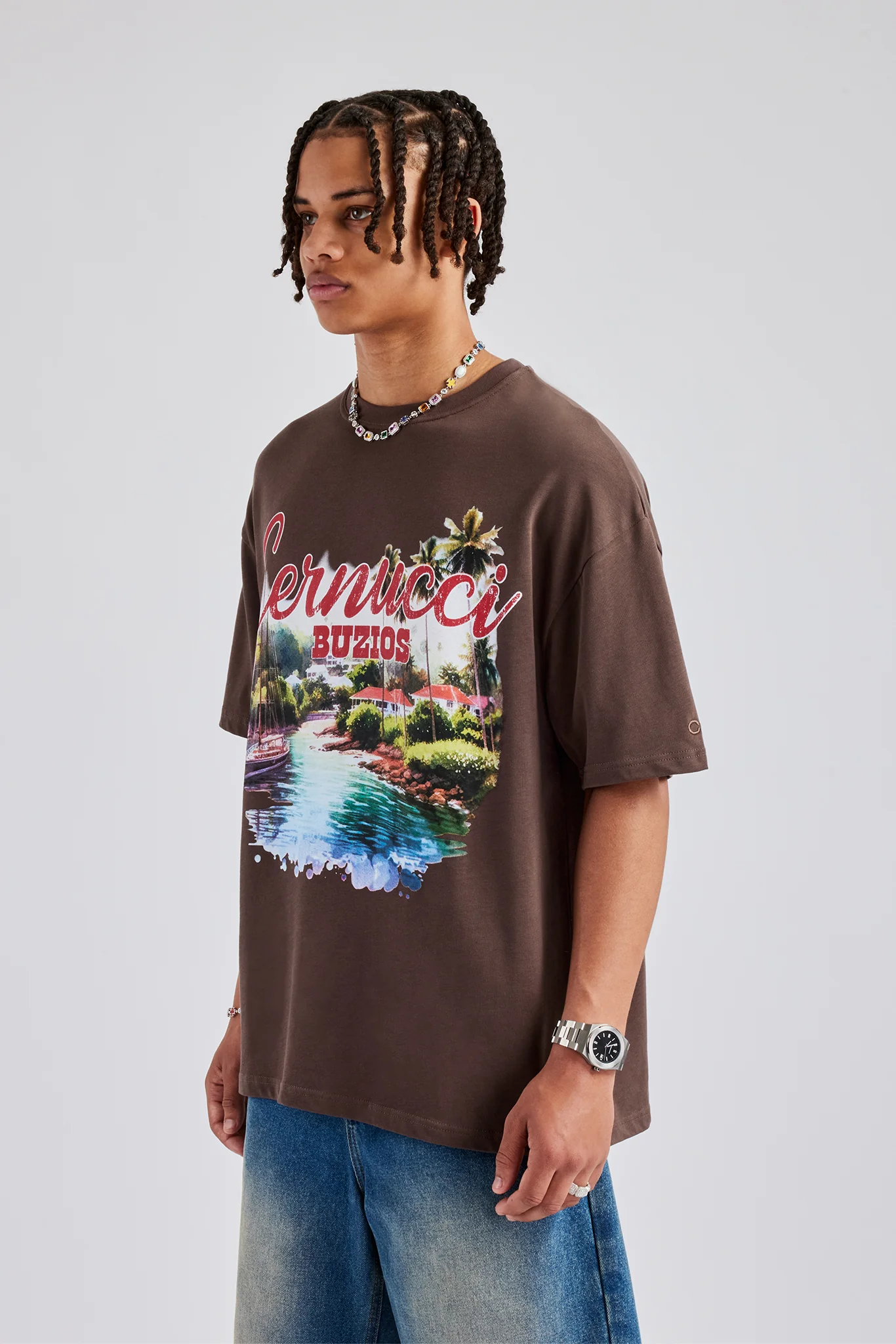 Buzios Oversized T-Shirt - Chocolate - Image 2