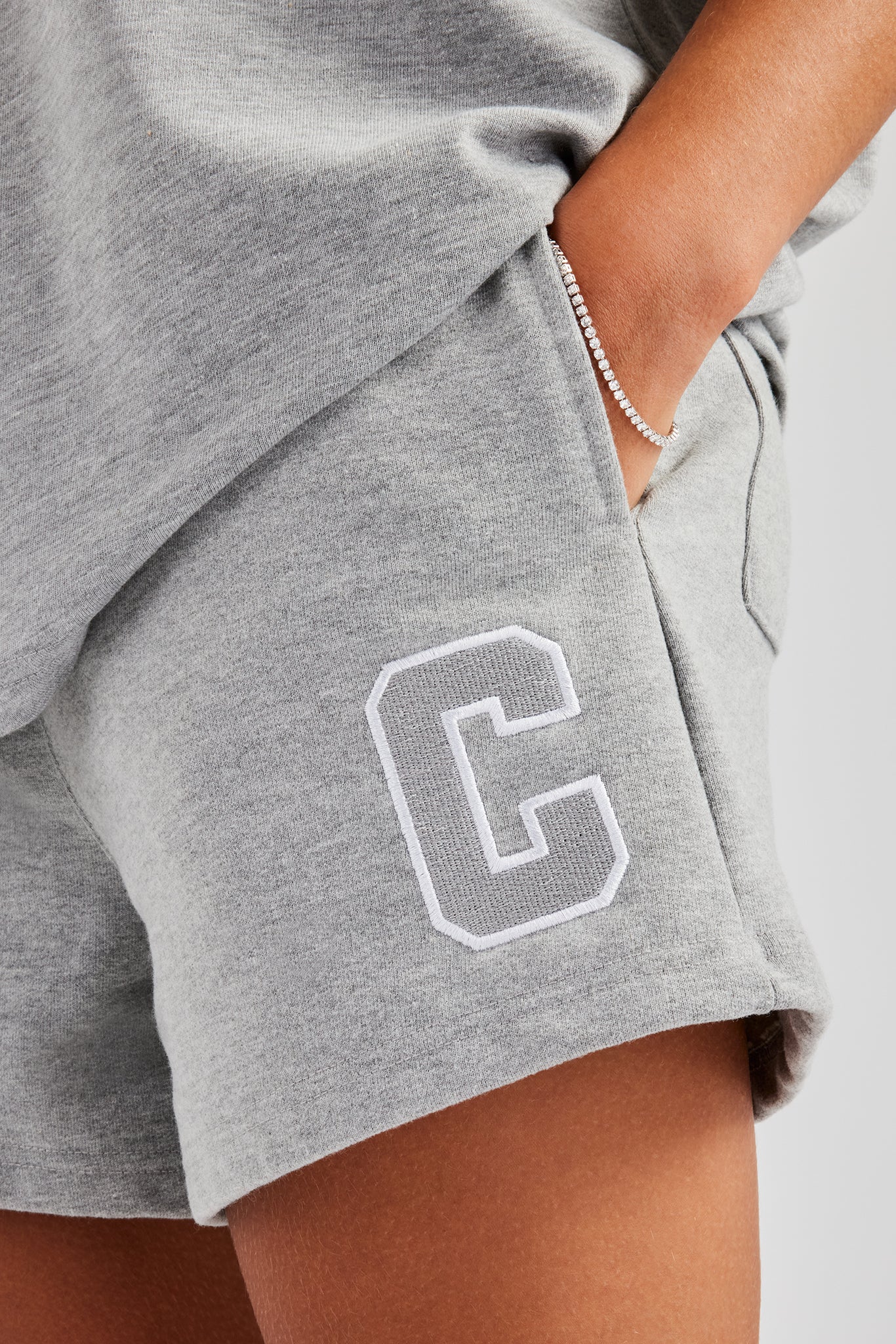 C Embroidered Short - Grey Marl - Image 2