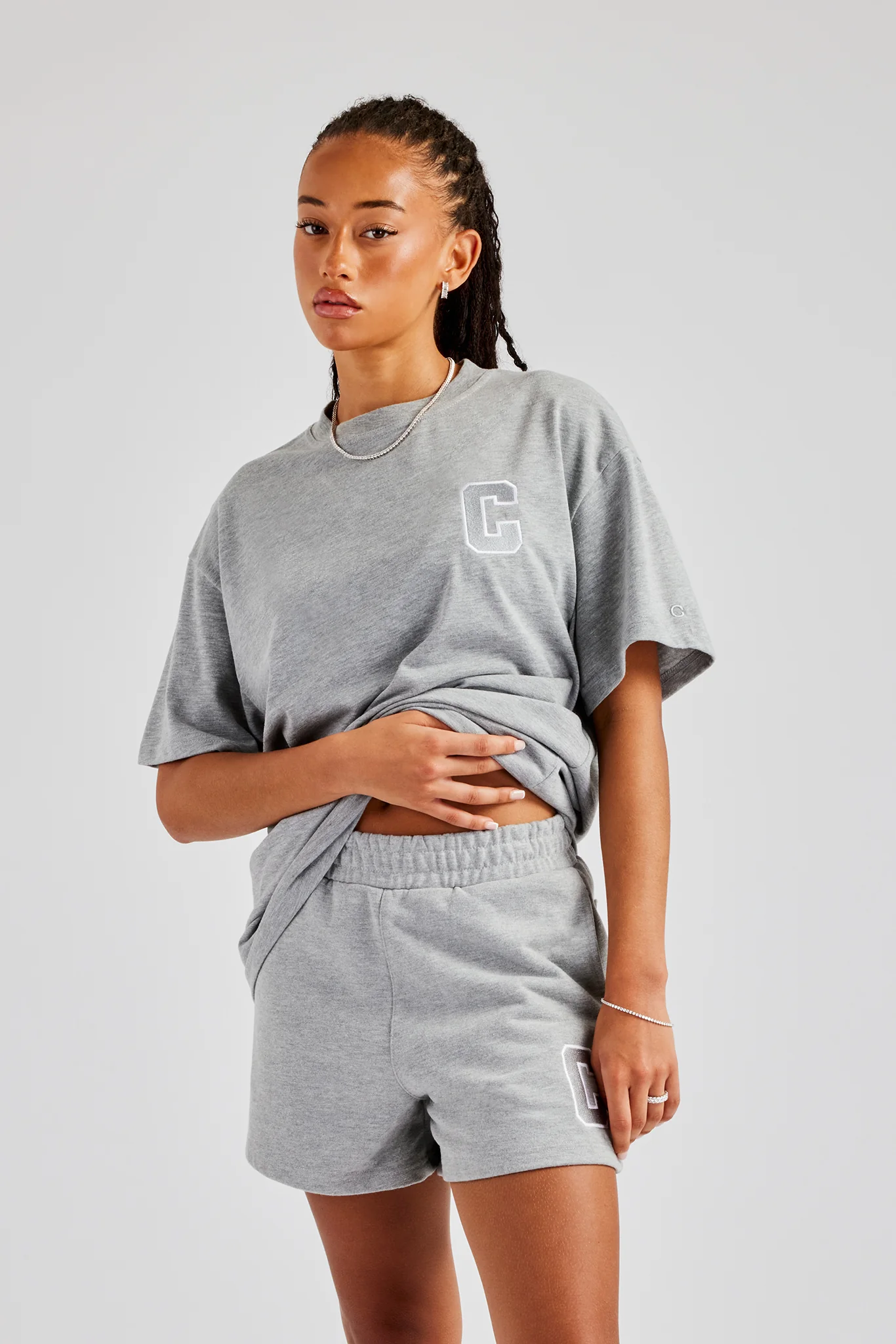 C Embroidered Short - Grey Marl - Image 4