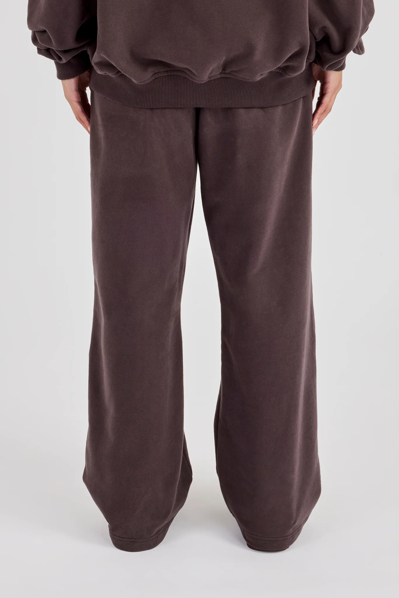 C Embroidered Wide Leg Jogger - Coffee - Image 3