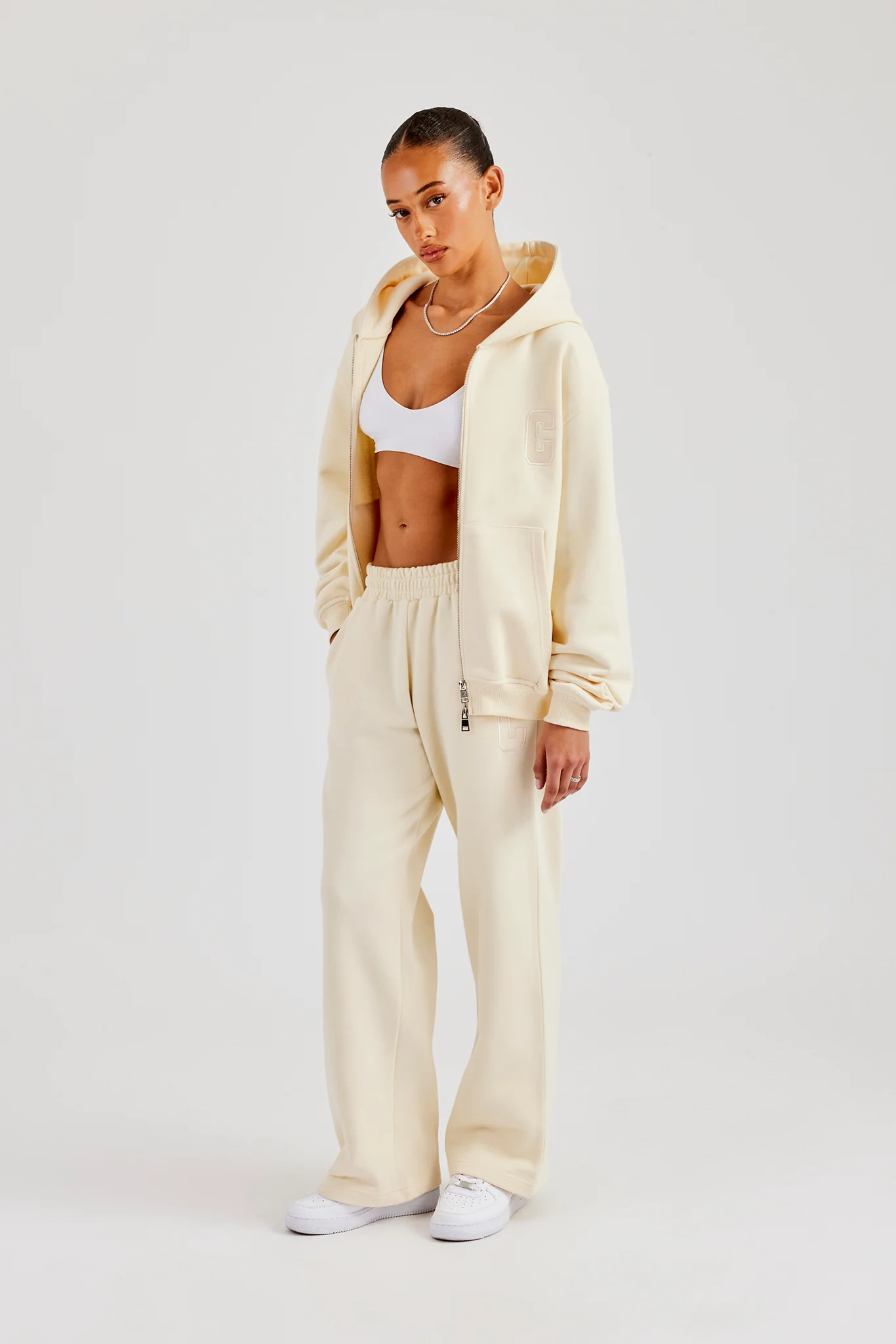 C Embroidered Zip Through Tracksuit - Butter Yellow