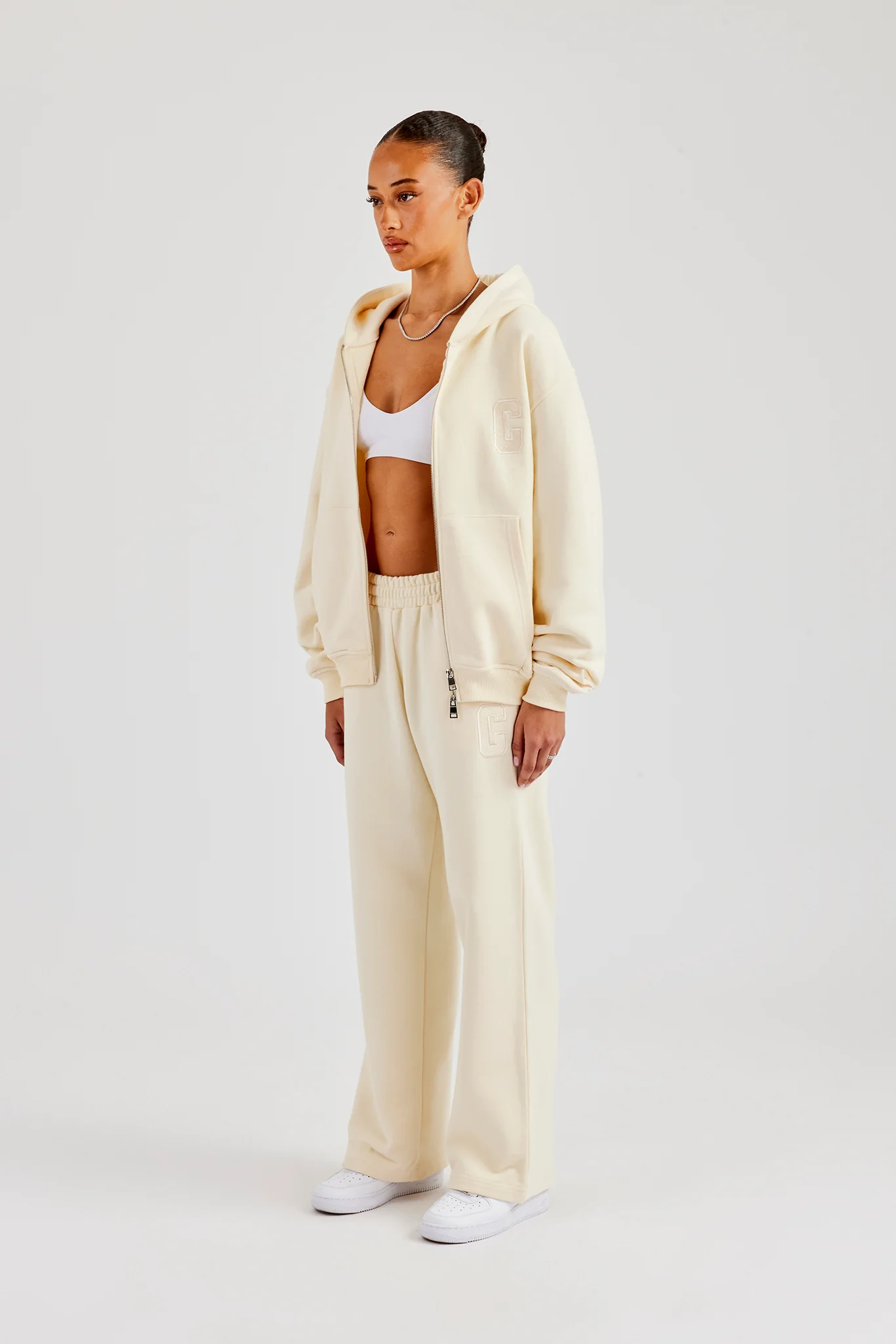 C Embroidered Zip Through Tracksuit - Butter Yellow - Image 3