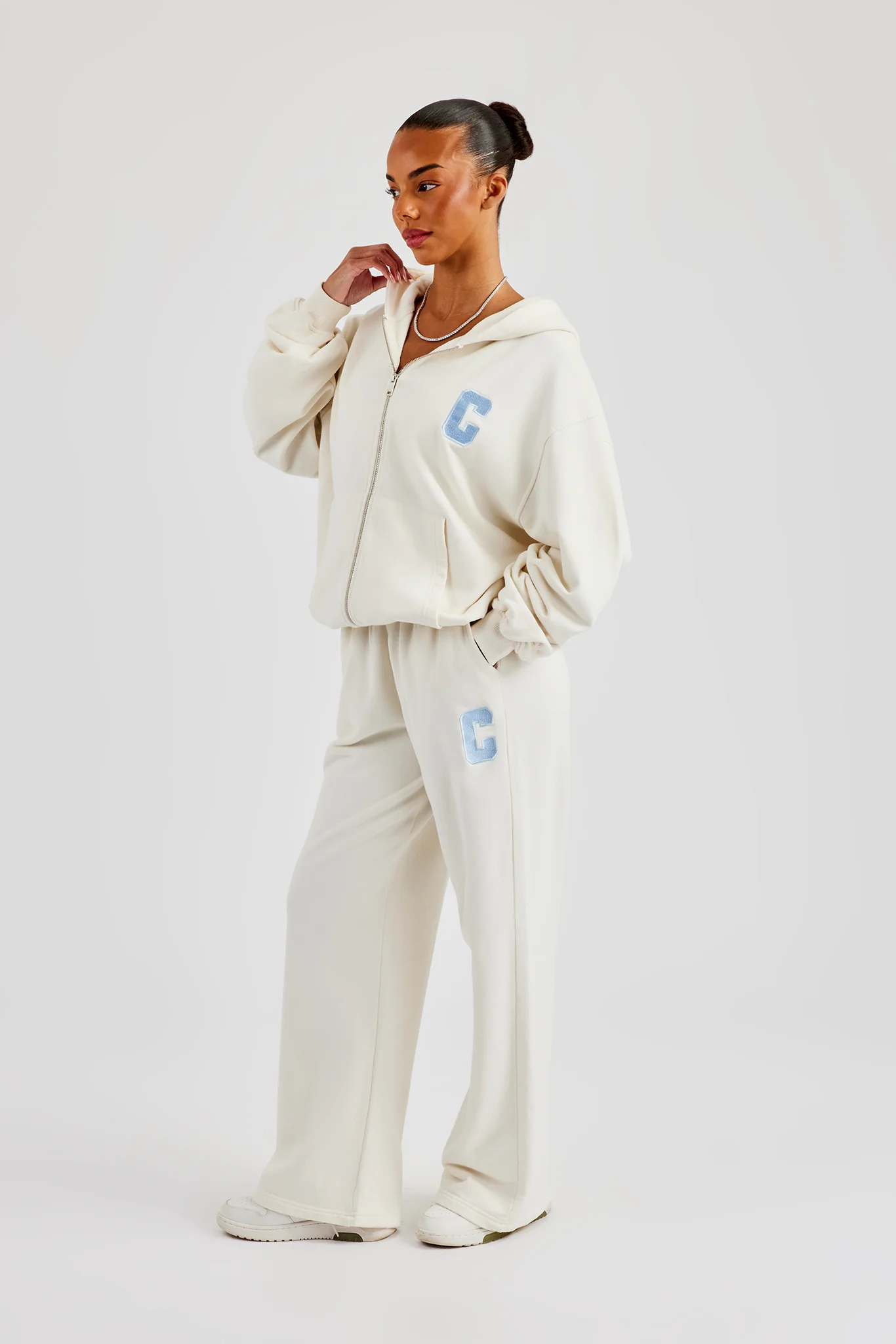 C Embroidered Zip Through Tracksuit - Off White - Image 4