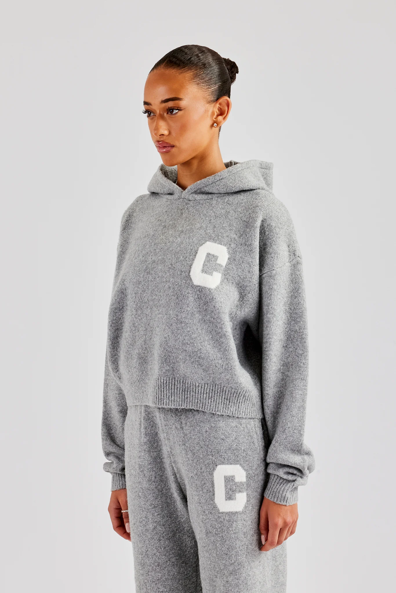 C Knitted Hoodie - Grey - Image 4
