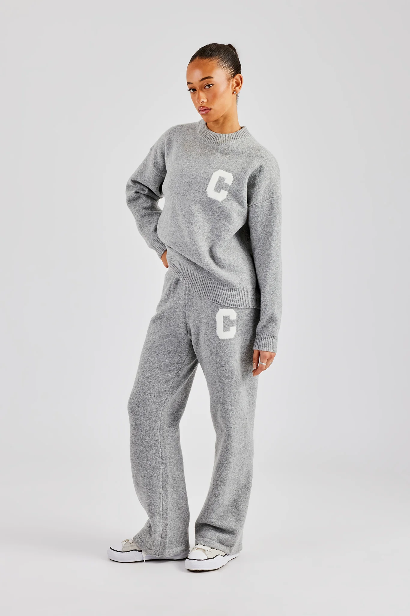 C Knitted Sweatshirt - Grey - Image 2