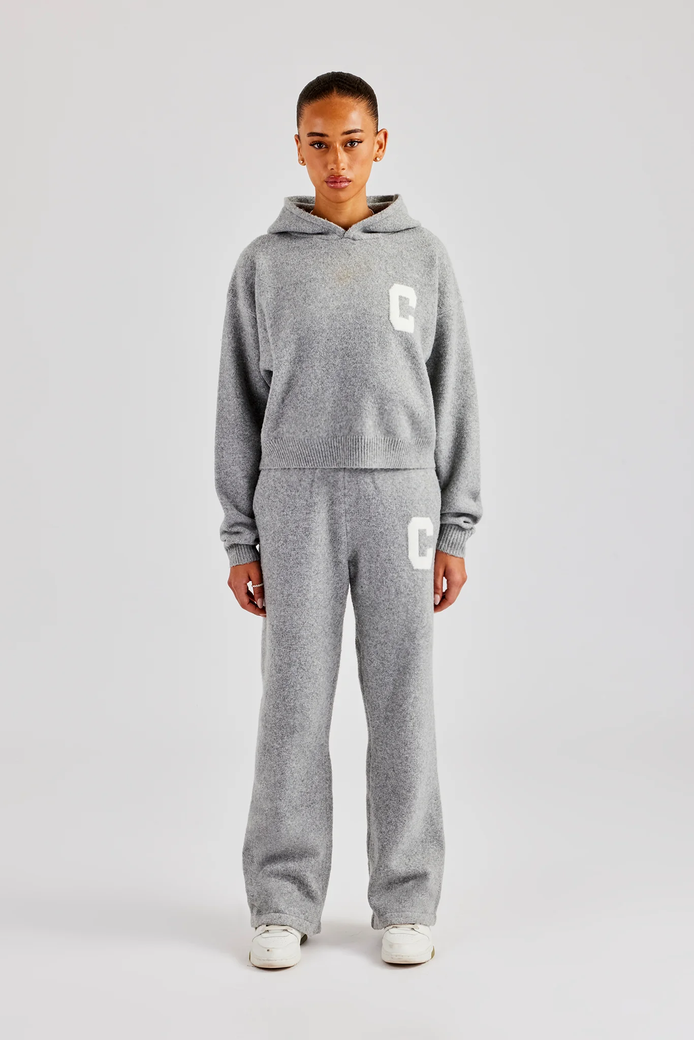 C Knitted Hooded Tracksuit - Grey - Image 3