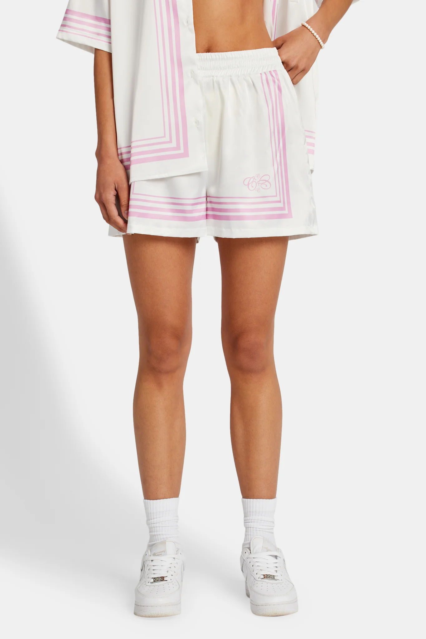 C Logo Border Satin Short - White - Image 2