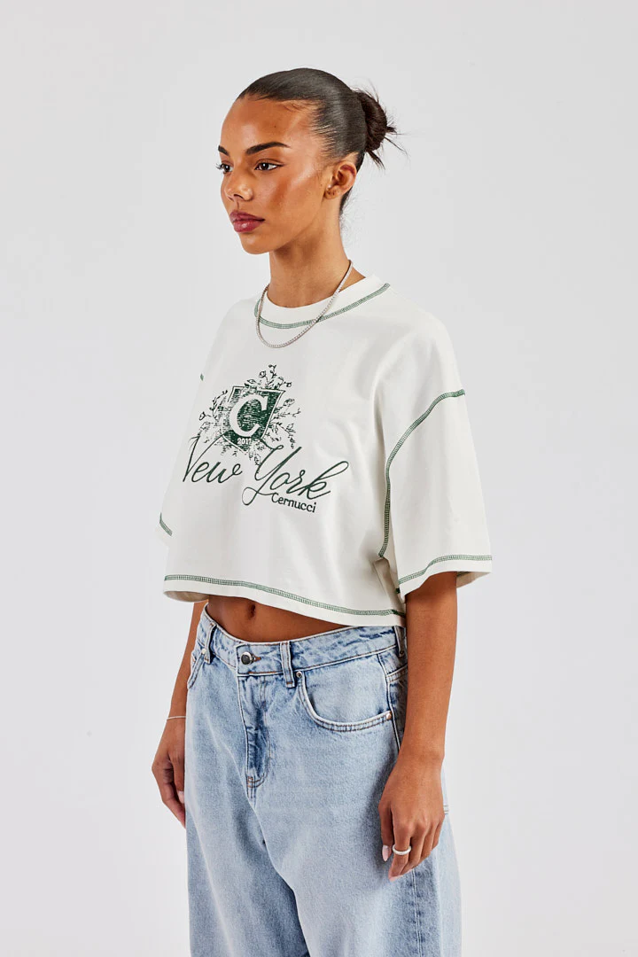 C New York Cropped T-Shirt - Off White - Image 2