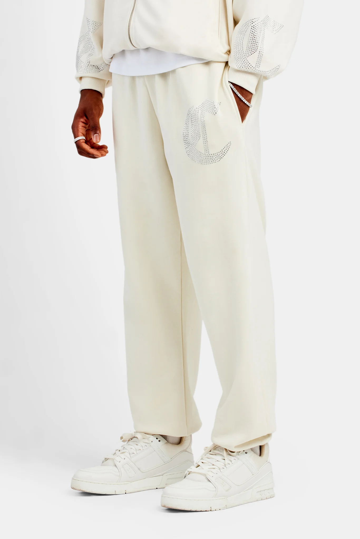 C Repeat Rhinestone Tracksuit - Ecru - Image 3