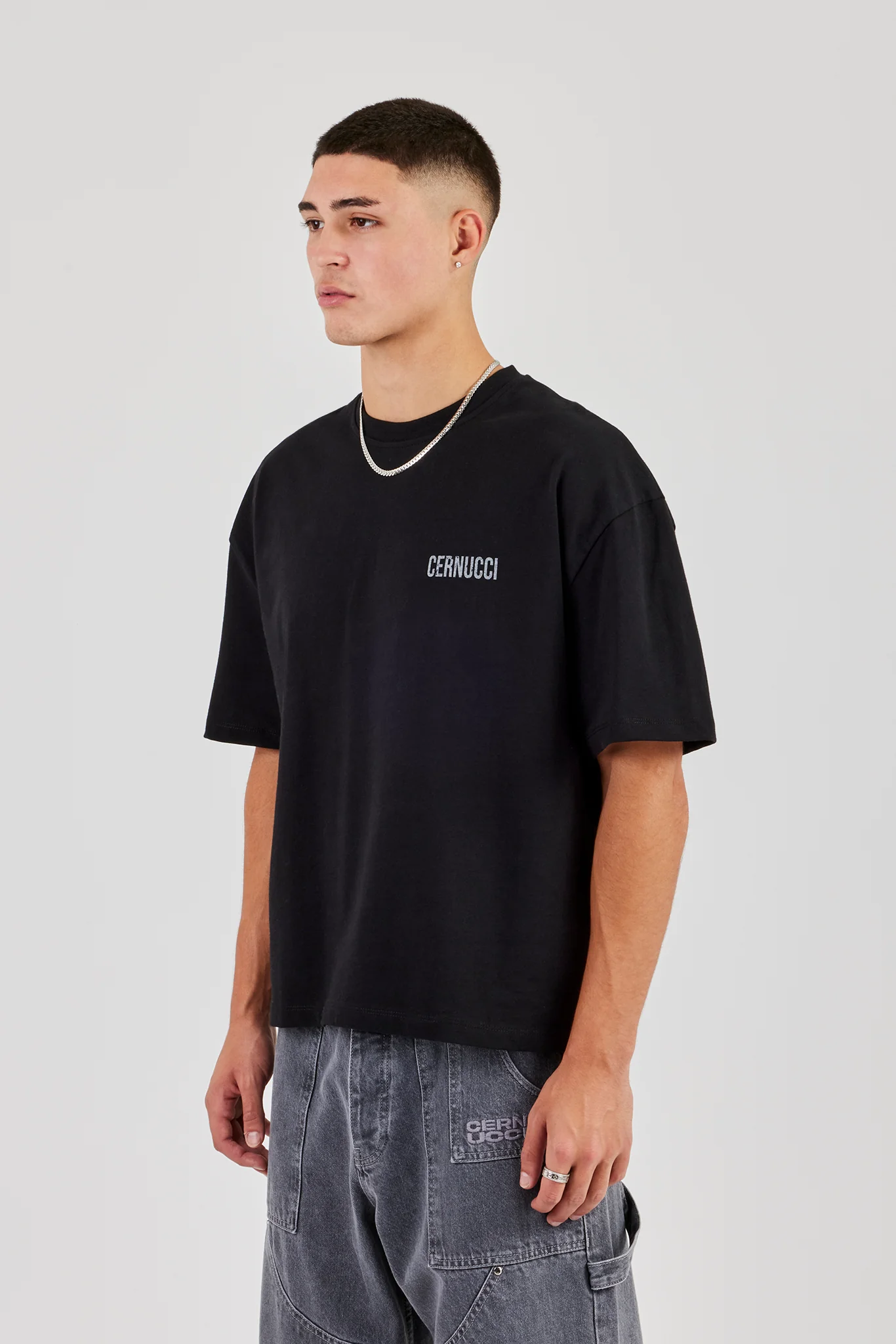 C Star Boxy T-Shirt - Black - Image 3