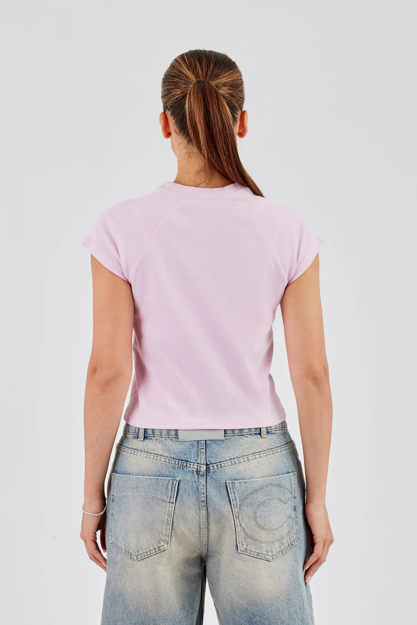 Capped Sleeve Rhinestone Top - Pink - Image 3
