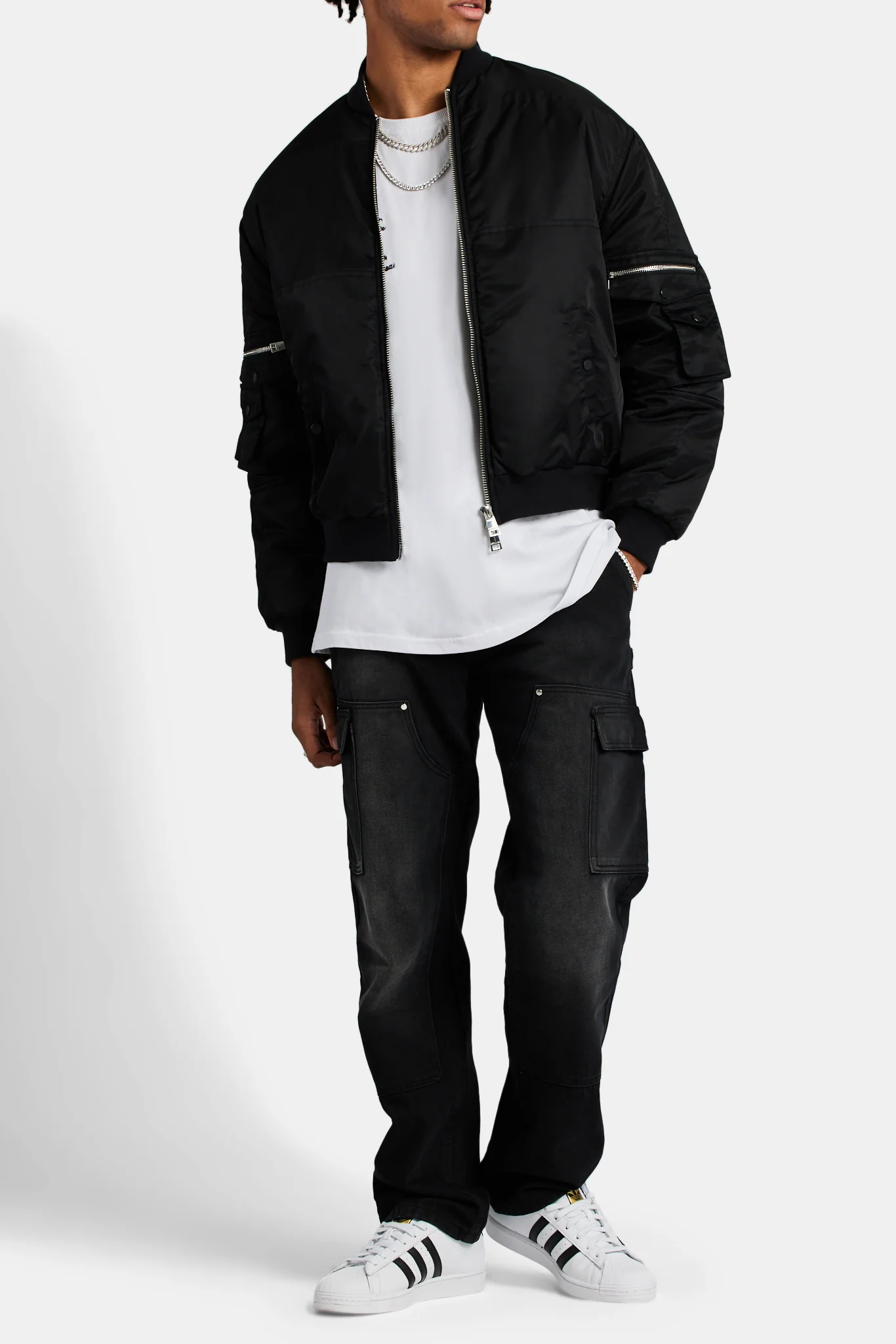 Cargo Bomber Jacket - Black - Image 2