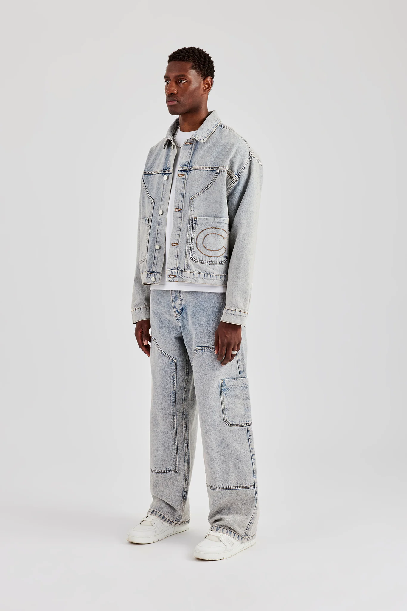 Carpenter Panel Denim Jacket & Baggy Detail Jean - Antique Wash - Image 2