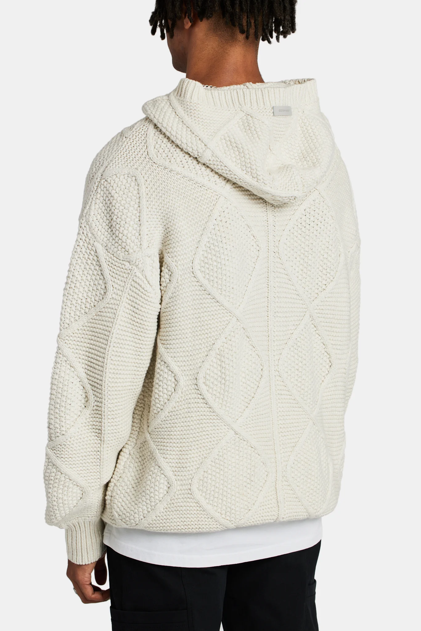 CCC Cable Knit Varsity Hoodie - Ecru - Image 2