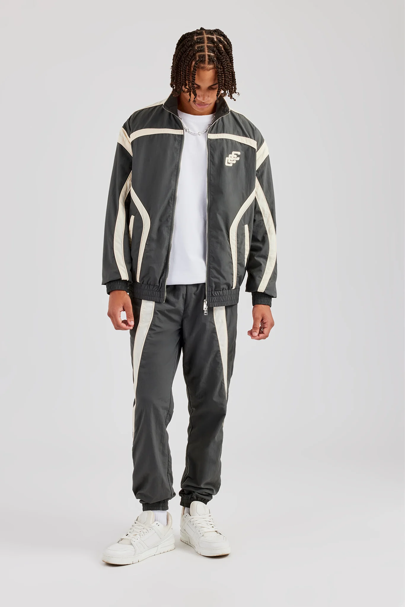 CCC Nylon Zip Through Tracksuit - Charcoal
