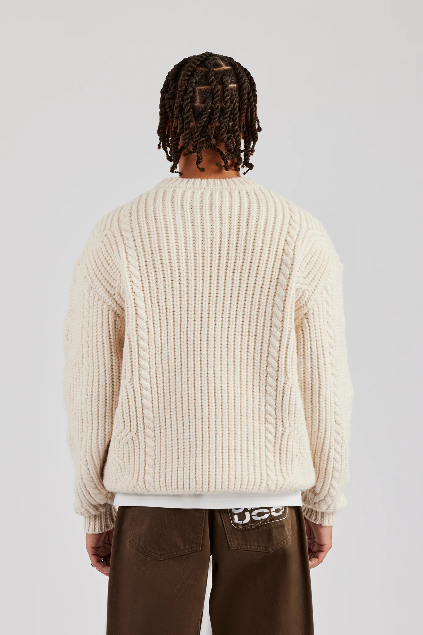 CCC Spliced Cable Knit Sweater - Off White - Image 4
