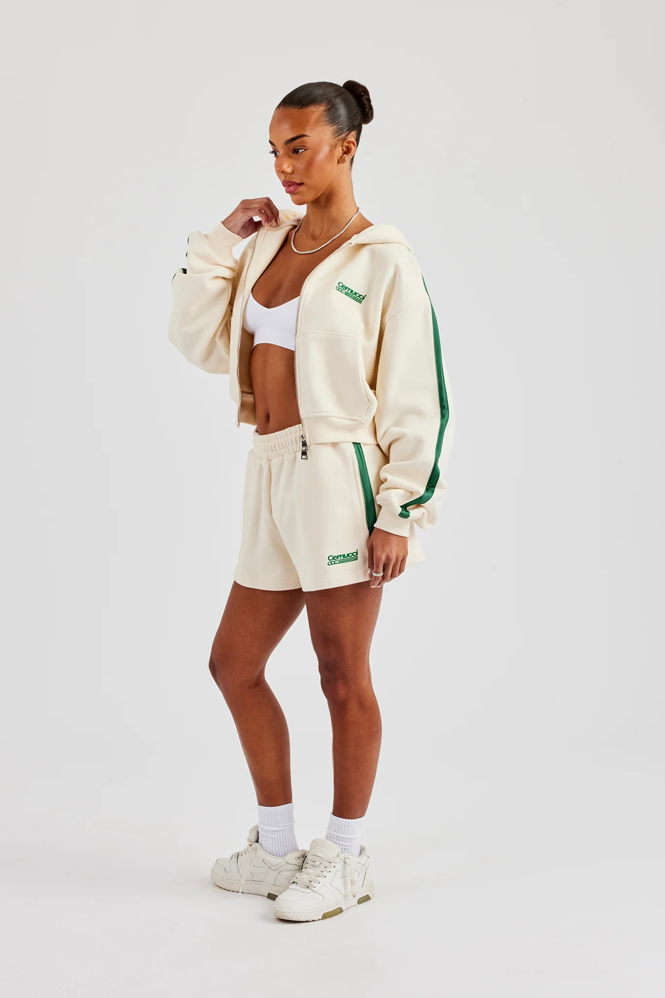 CCC Taping Boxy Zip Through Hoodie - Off White - Image 2