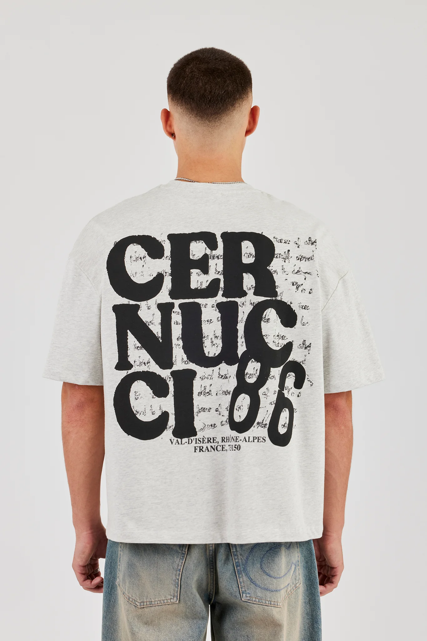 Cernucci 86 Print Boxy T-Shirt - Ash Grey - Image 4